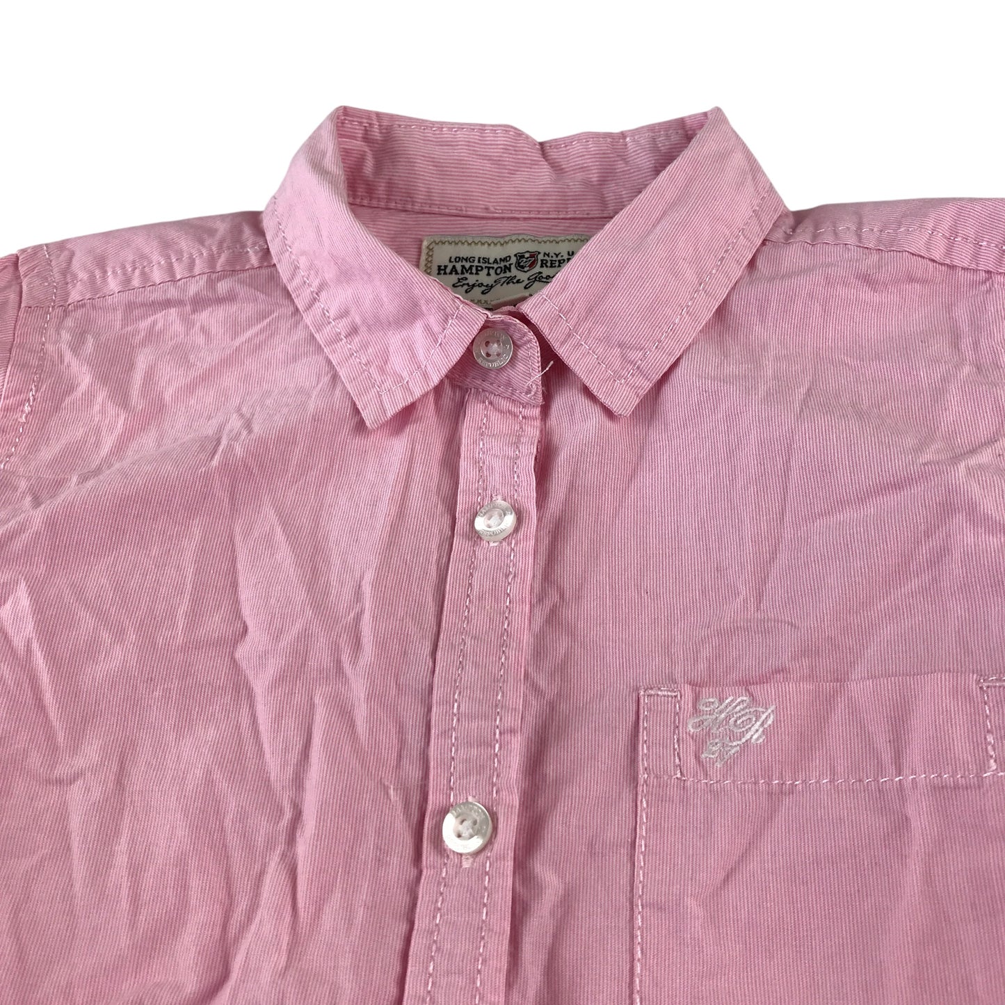 Kappahl shirt 6-7 years pink with white stripes button up cotton