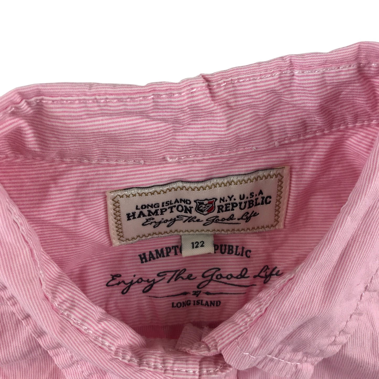 Kappahl shirt 6-7 years pink with white stripes button up cotton