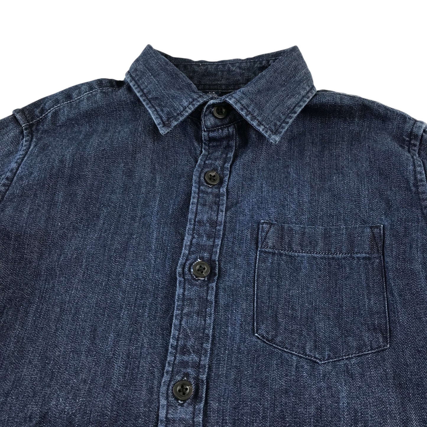 Uniqlo shirt 7-8 years blue denim button up cotton