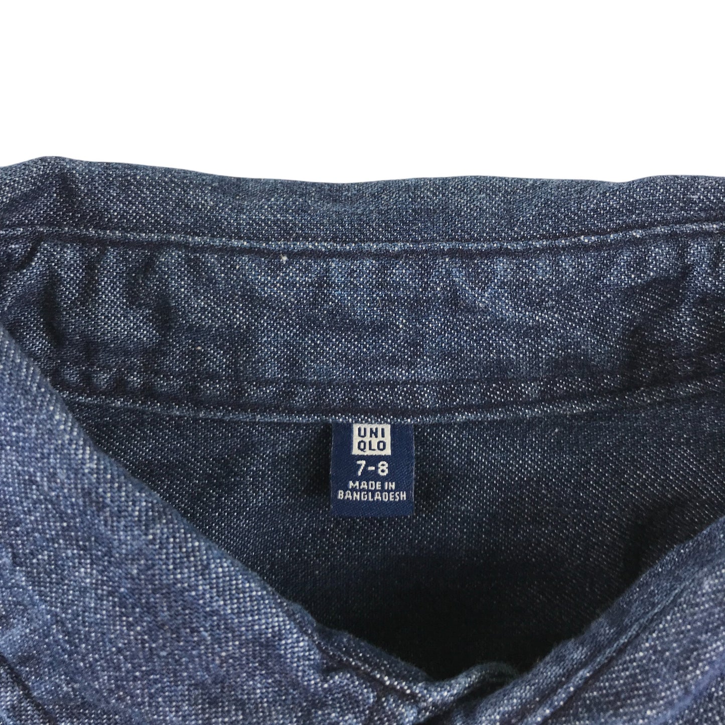 Uniqlo shirt 7-8 years blue denim button up cotton