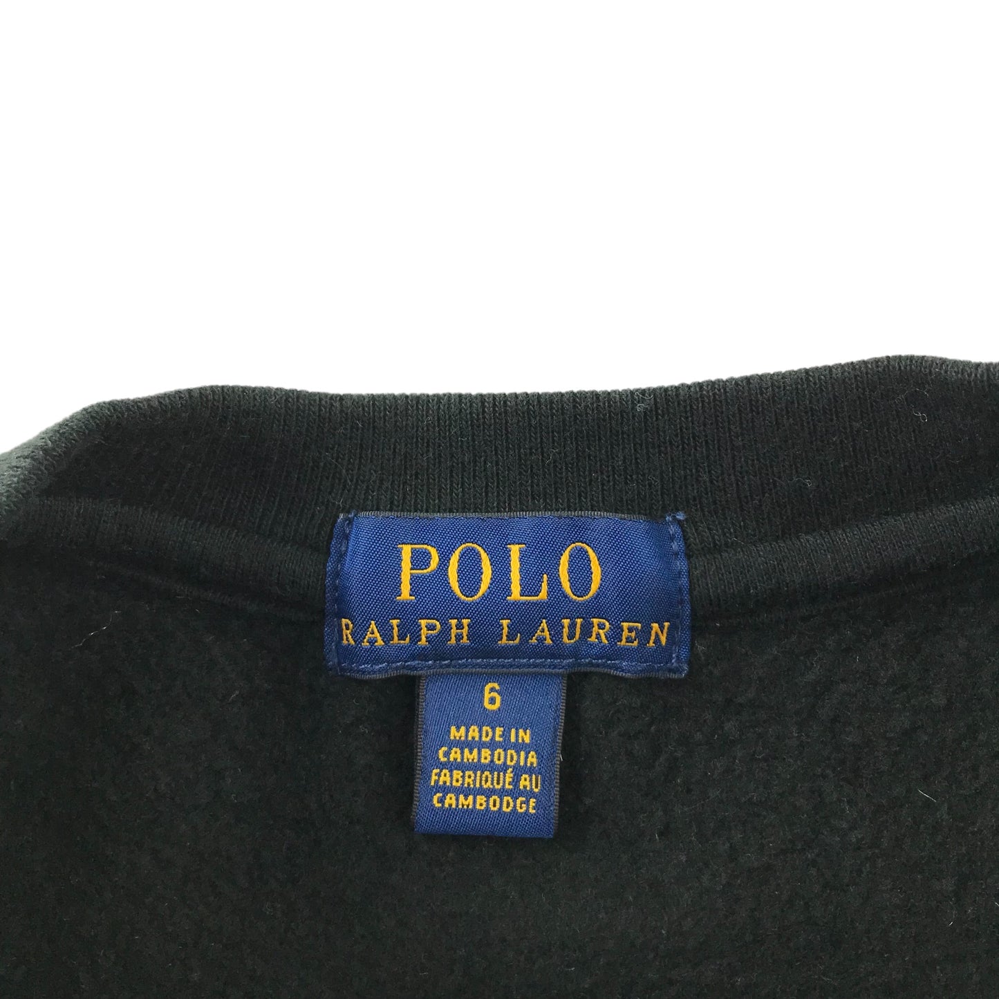 Ralph Lauren Sweatshirt 6 years Black Plain with Red Logo