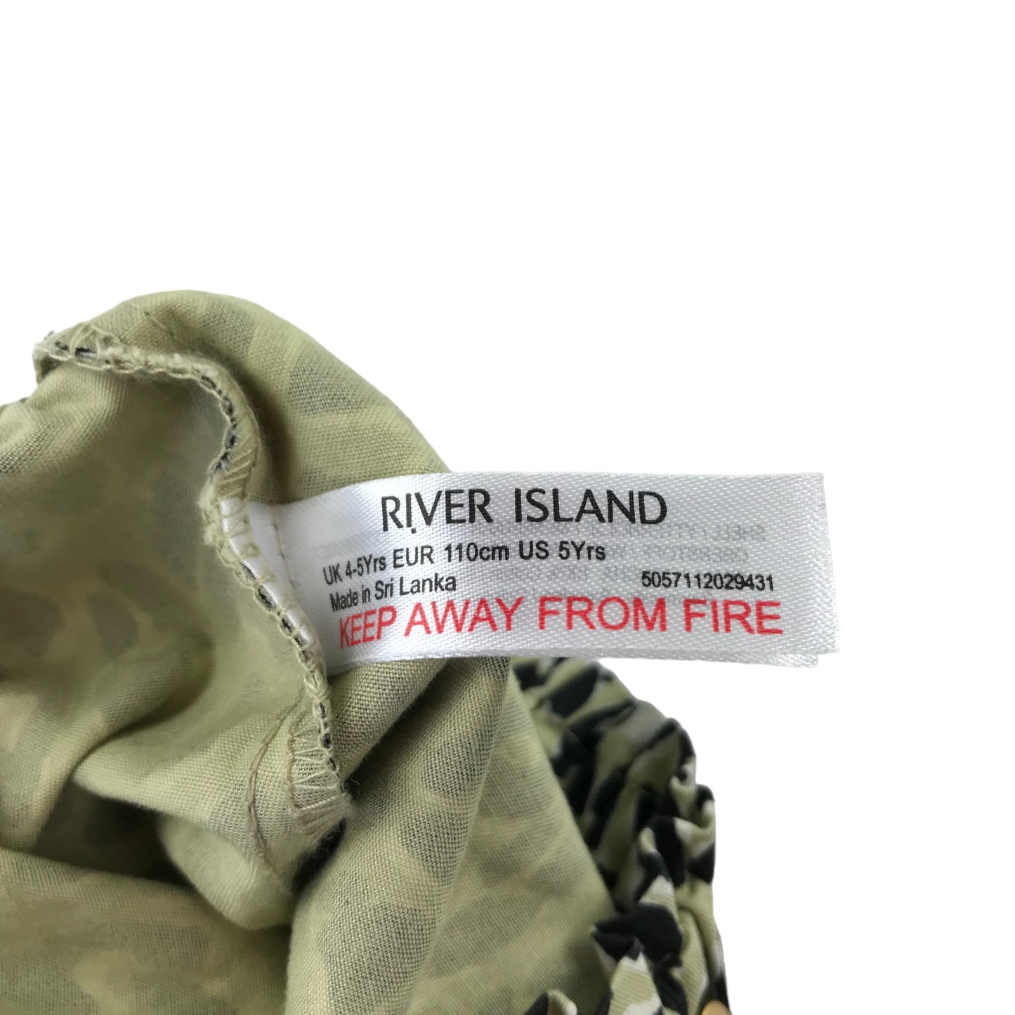 River Island shorts 4-5 years green and black animal print Cotton