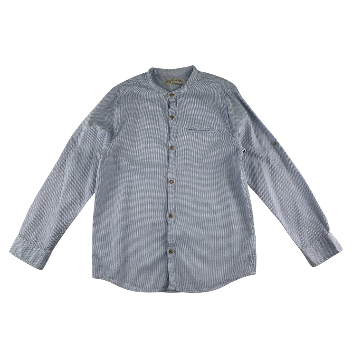 Zara shirt 11-12 years light blue button up round neckline cotton