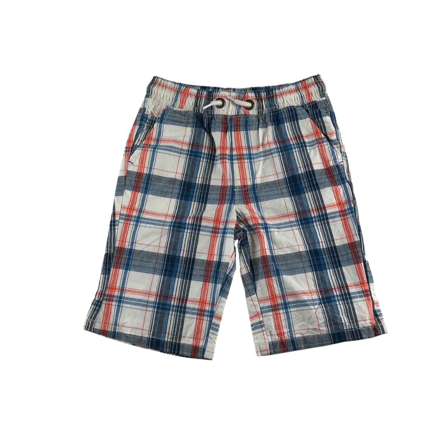 Next shorts 7-8 years white blue and red checked design cotton