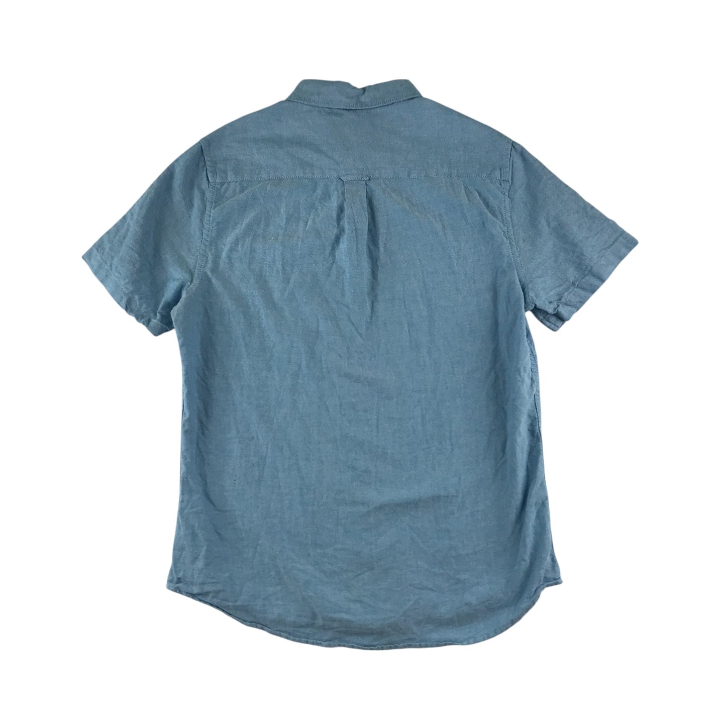 Burton shirt men's M blue plain button up short sleeve cotton