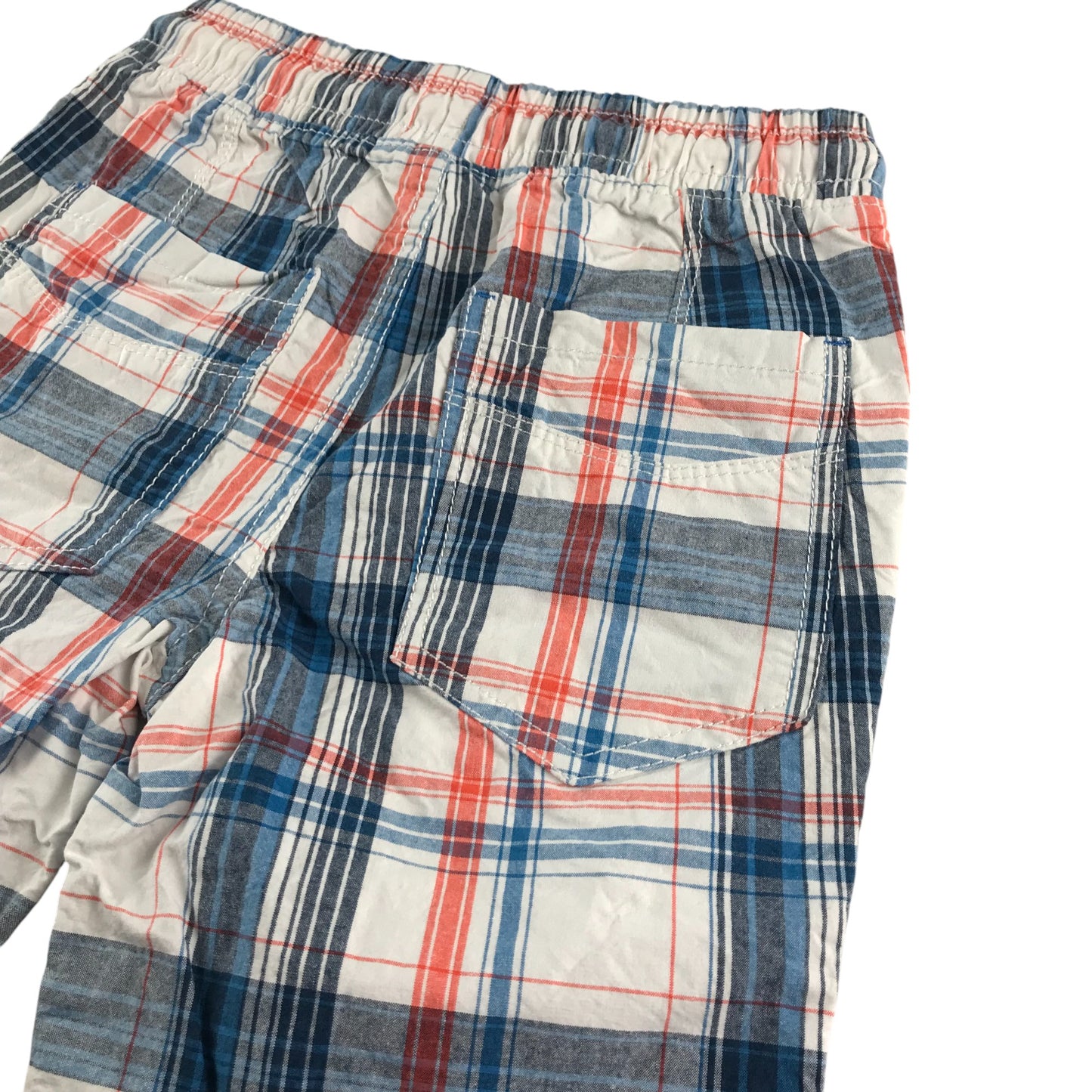 Next shorts 7-8 years white blue and red checked design cotton