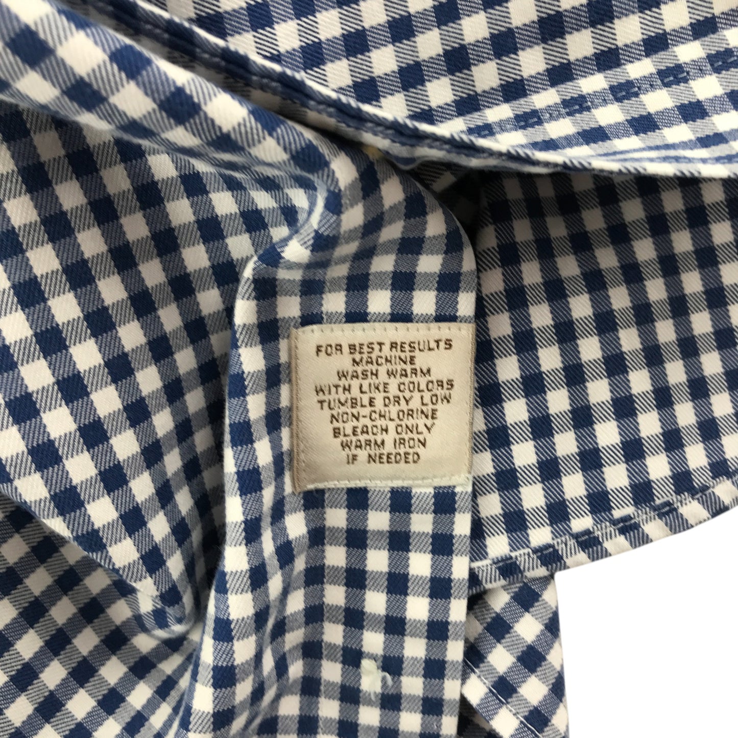 Peter Millar shirt men's L blue and white checked button up long sleeve cotton