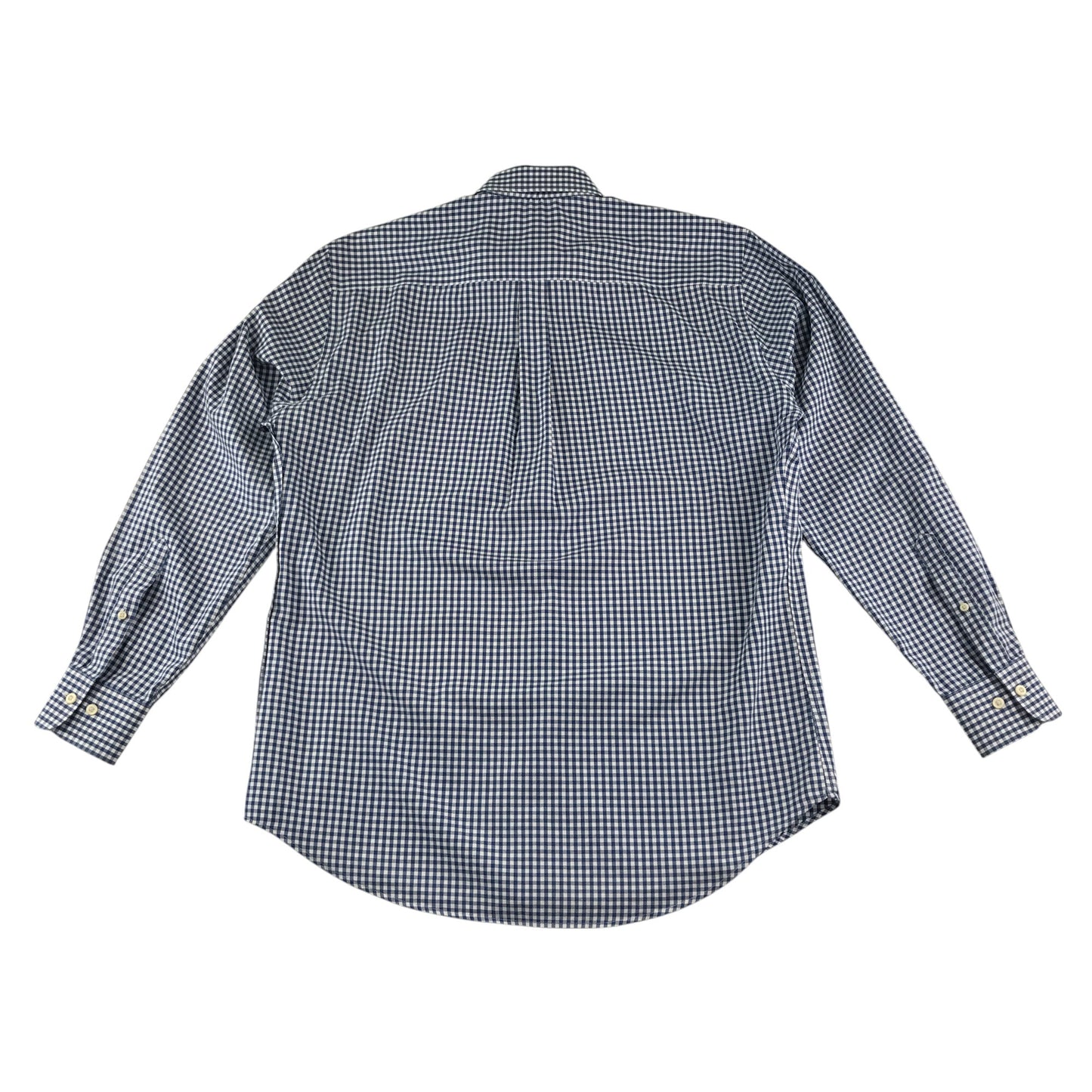 Peter Millar shirt men's L blue and white checked button up long sleeve cotton