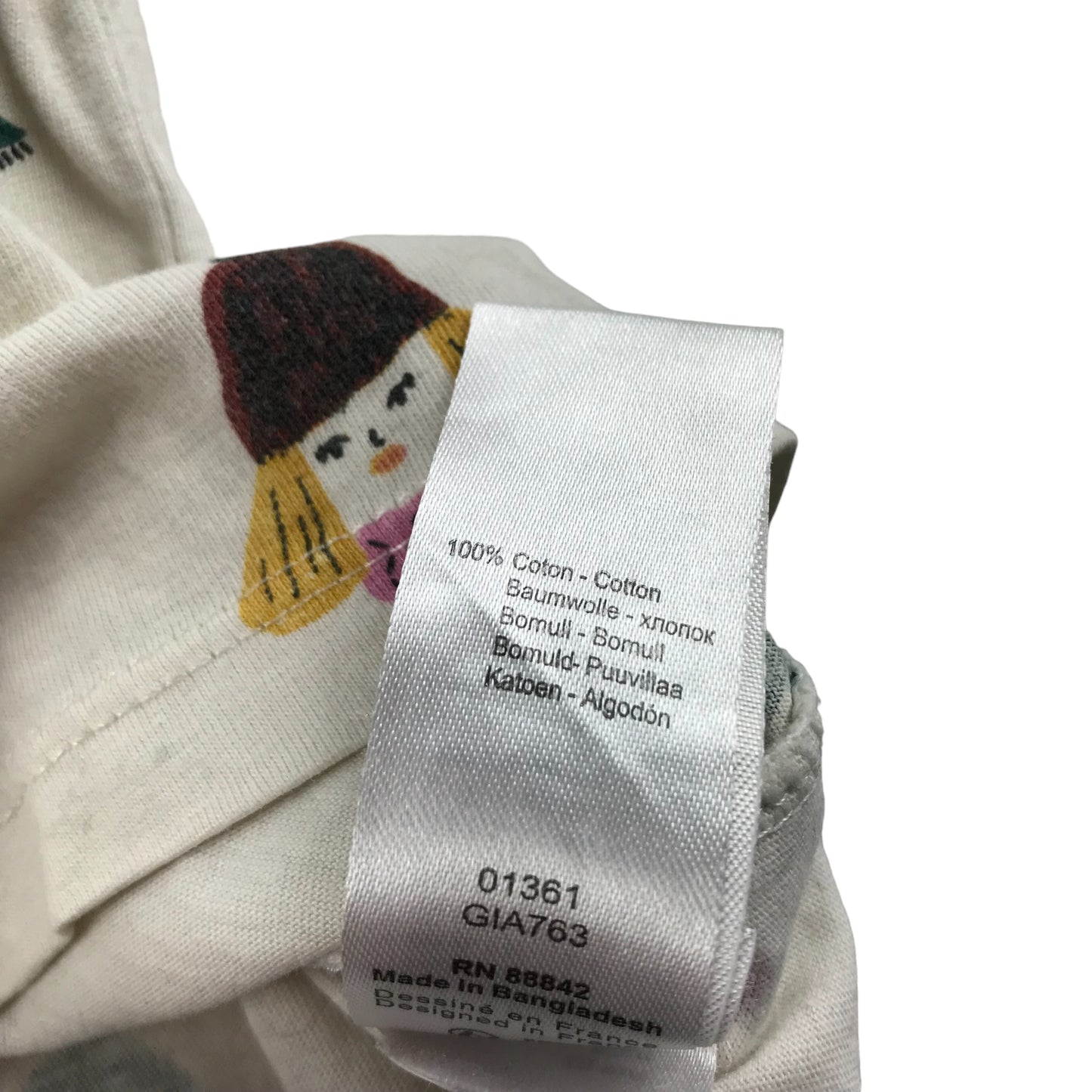 River Island T-shirt Age 10 Natural White Wintery Print Pattern Long Sleeve Cotton