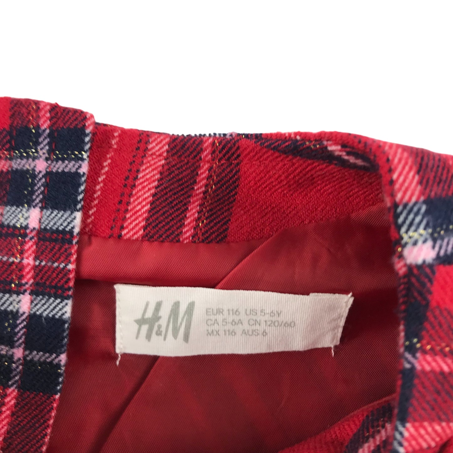 H&M Dress Age 5 Red Checked A-line Pinafore