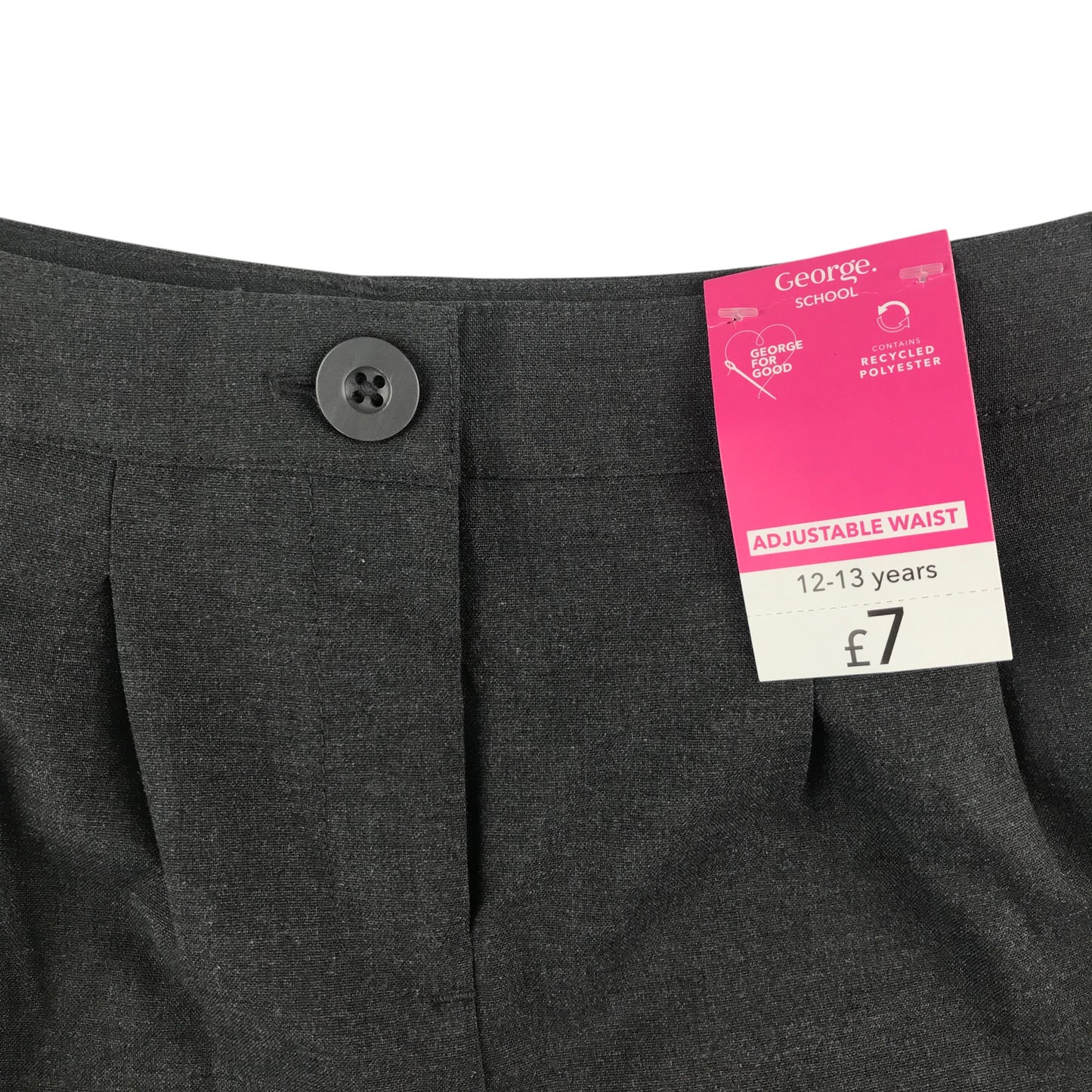 George girls school shorts 12-13 years grey dress material with slight stretch