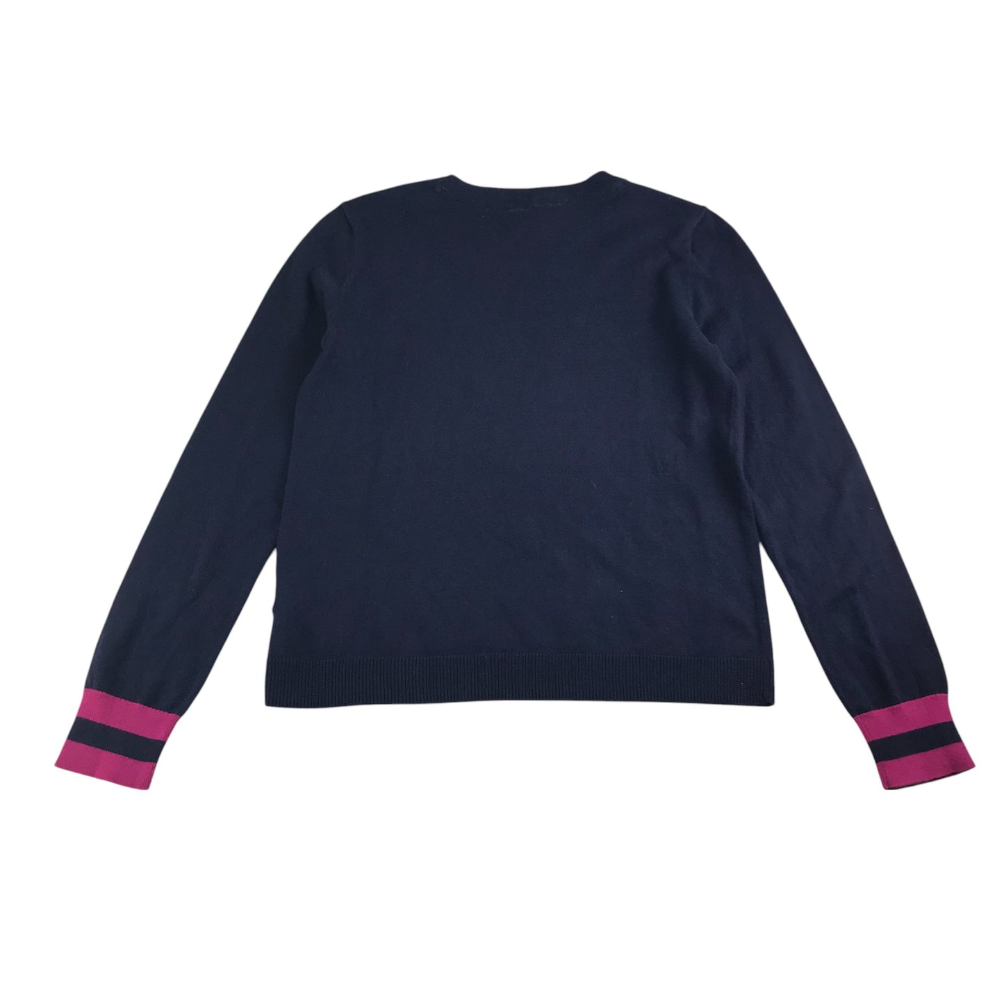 GAP jumper 12-13 years navy blue pink sequin smiley face cotton