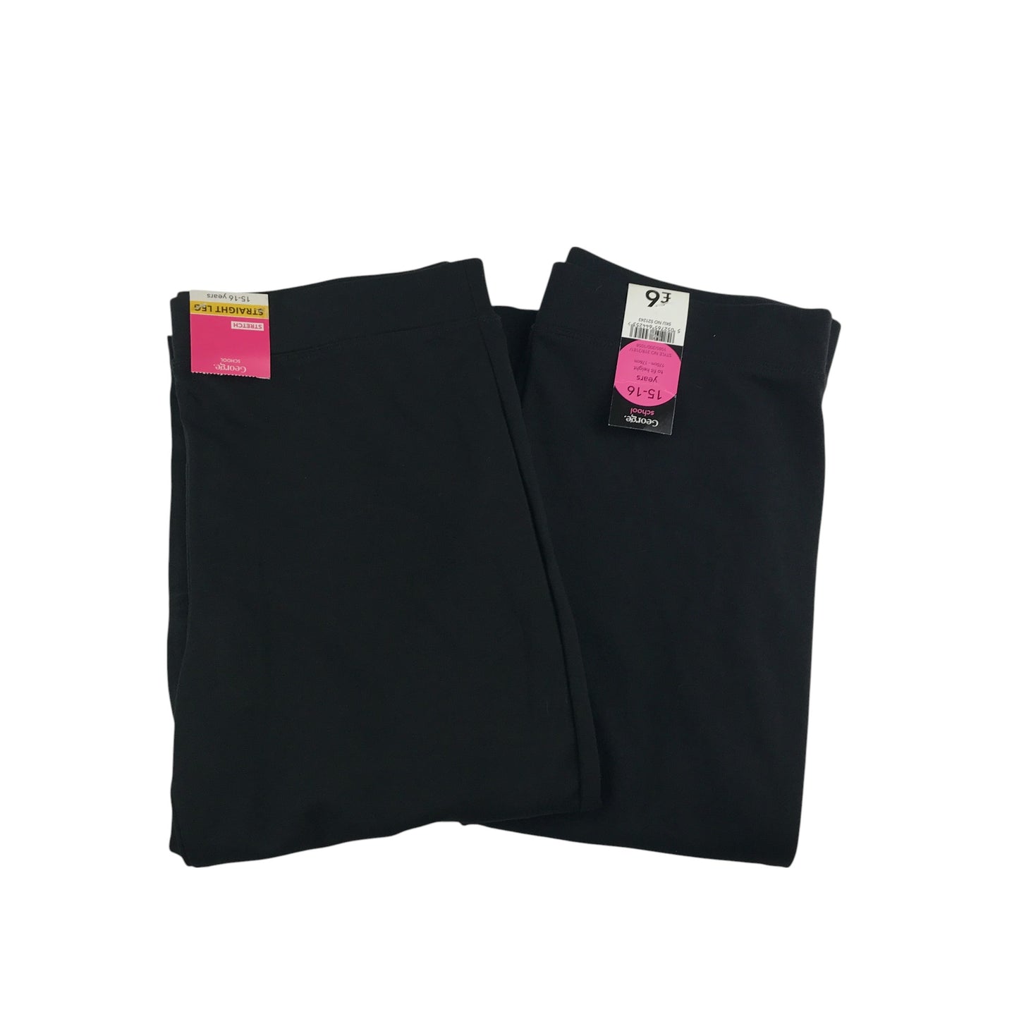 George girls school trouser bundle 15-16 years black stretchy jersey straight leg