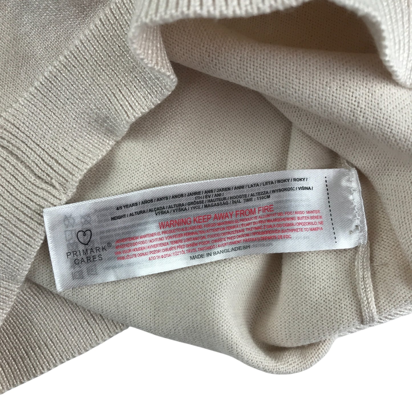 Primark jumper 4-5 years sand plain turtle-neck long sleeve