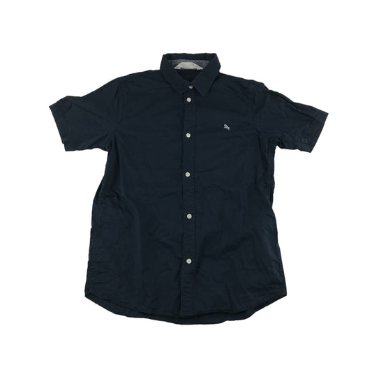 H&M Shirt Age 11 Dark Navy Short Sleeve Button Up Cotton