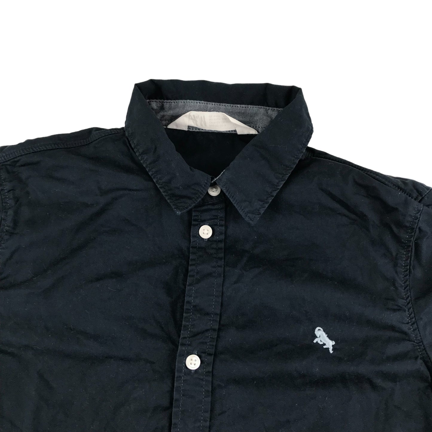H&M Shirt Age 11 Dark Navy Short Sleeve Button Up Cotton