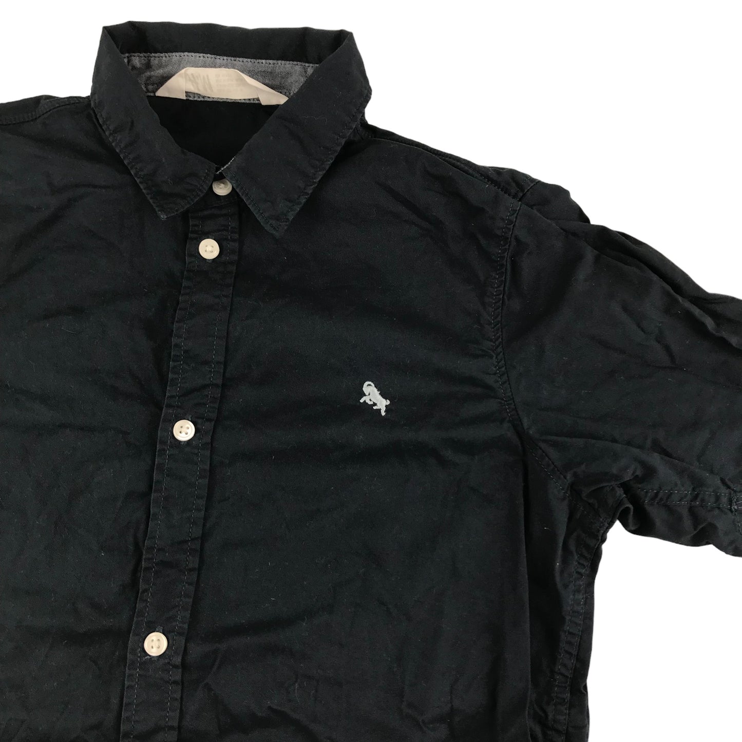 H&M Shirt Age 11 Dark Navy Short Sleeve Button Up Cotton