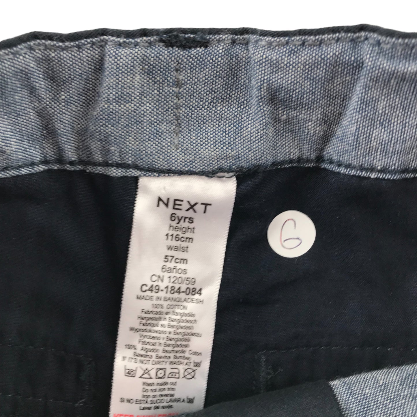 Next Shorts Age 6 Navy Blue Chino Cotton