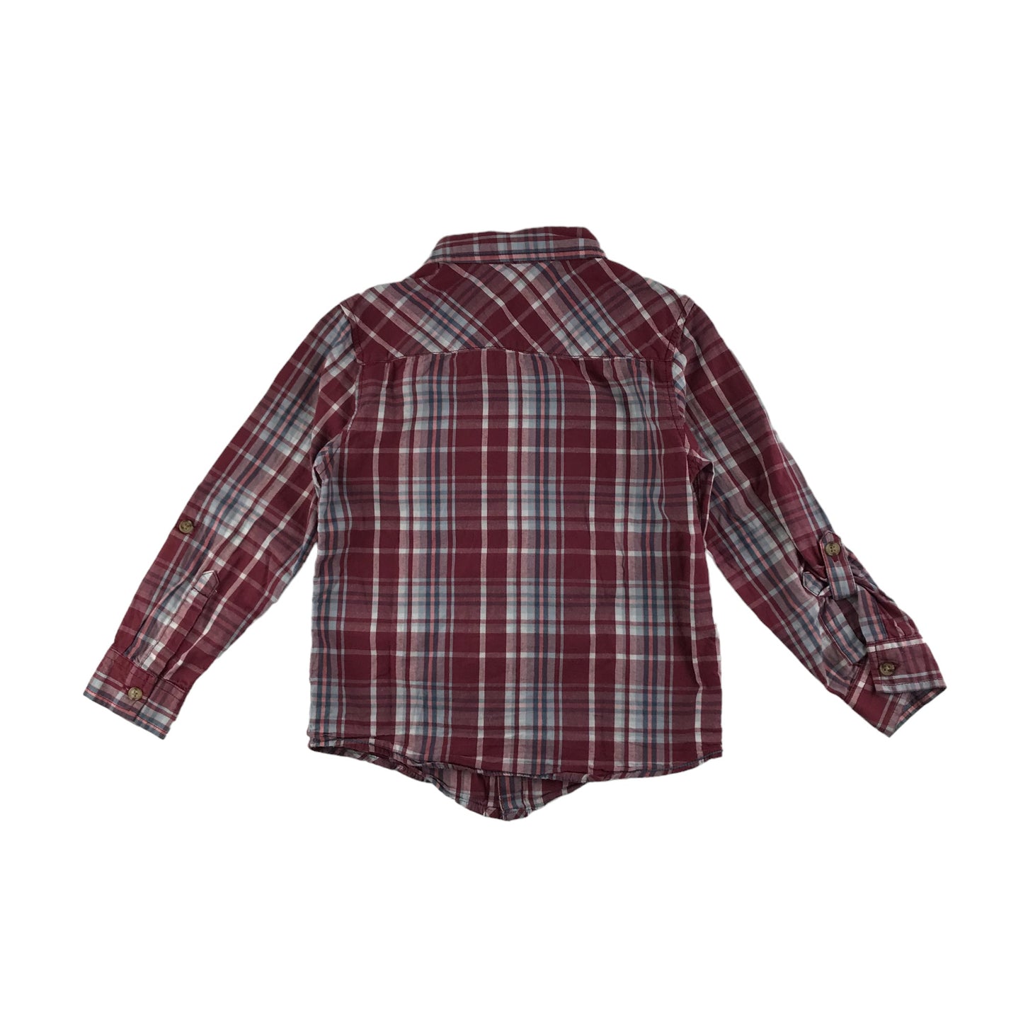M&Co Shirt Age 5 Red Checked Long Sleeve Button Up Cotton