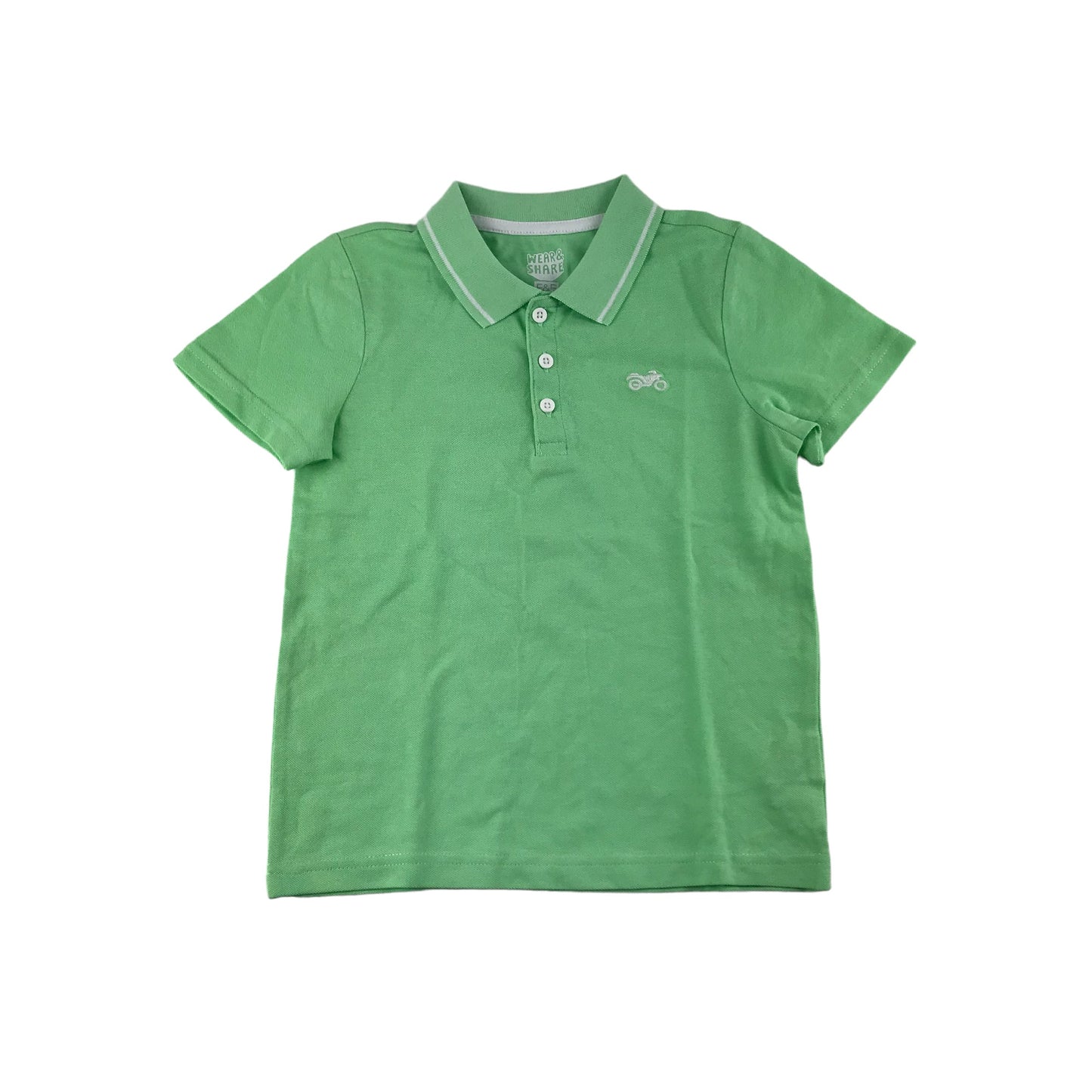 F&F Polo Shirt Age 5 Light Green Short Sleeve Button Up Neck
