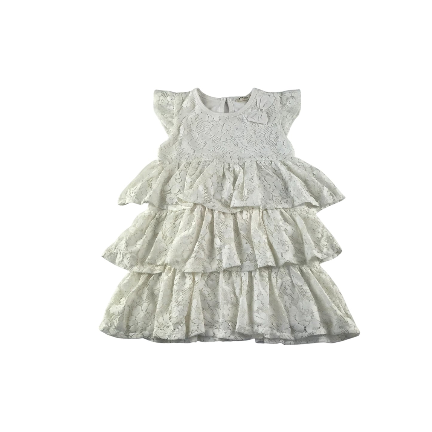 Breeze Girls blouse 4-5 years white long dress style tiered lace layered sleeveless