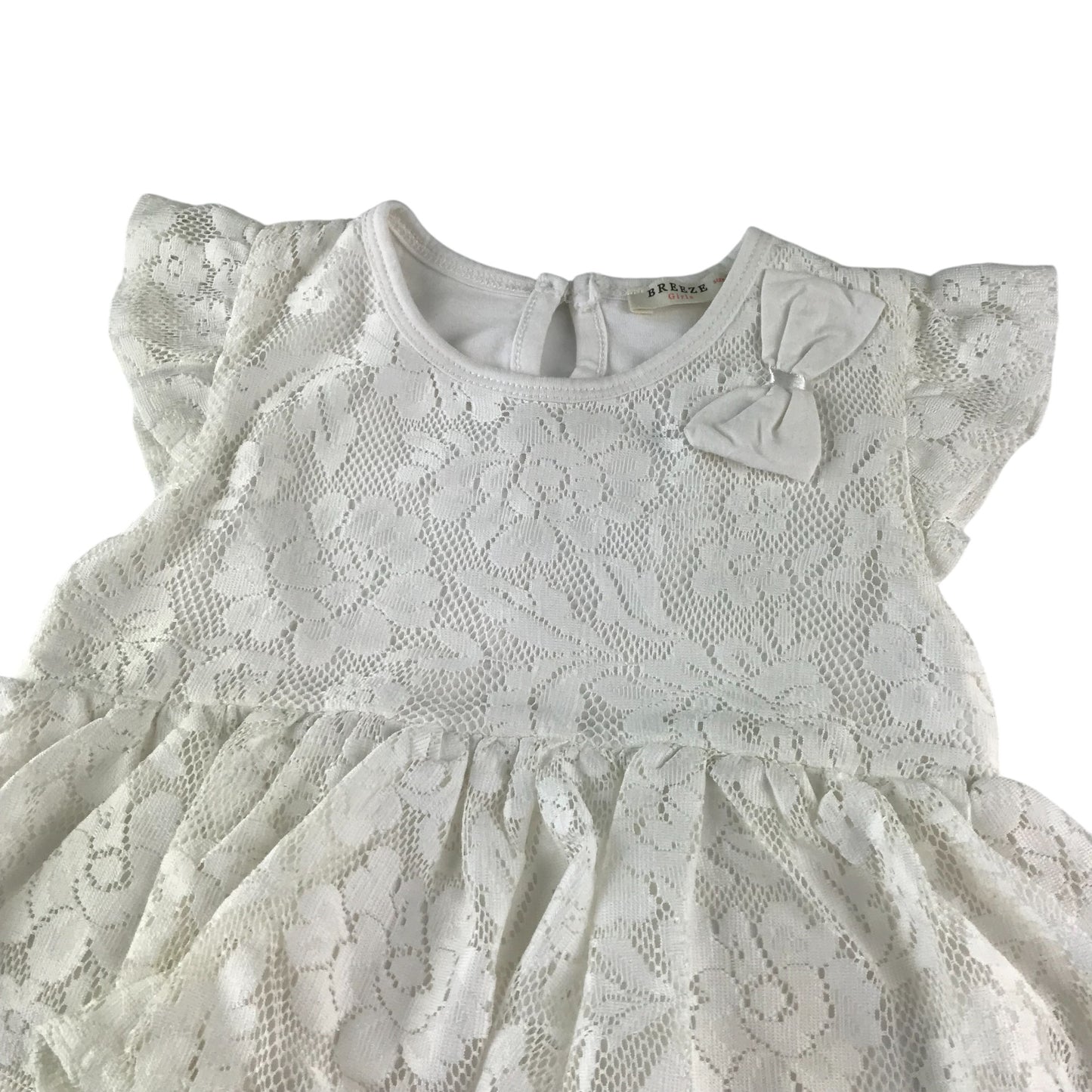 Breeze Girls blouse 4-5 years white long dress style tiered lace layered sleeveless