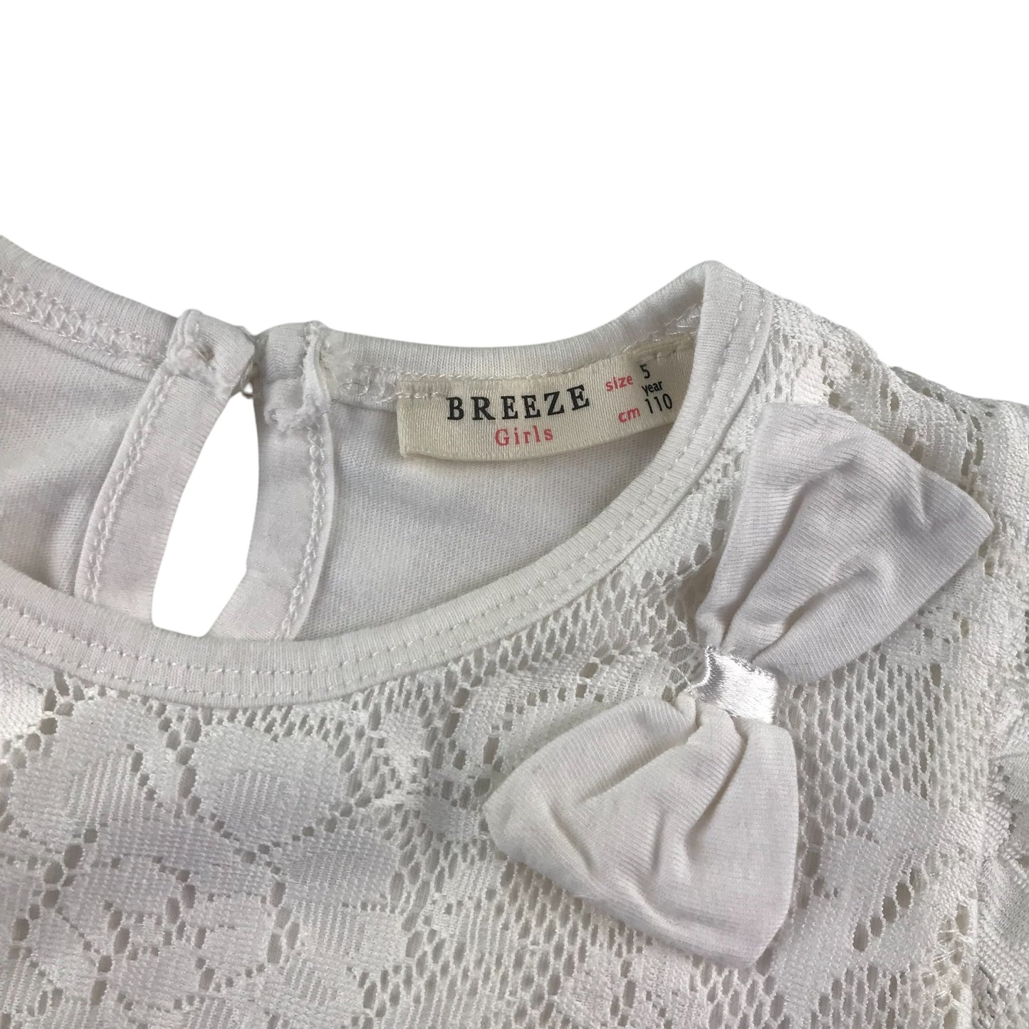 Breeze Girls blouse 4-5 years white long dress style tiered lace layered sleeveless