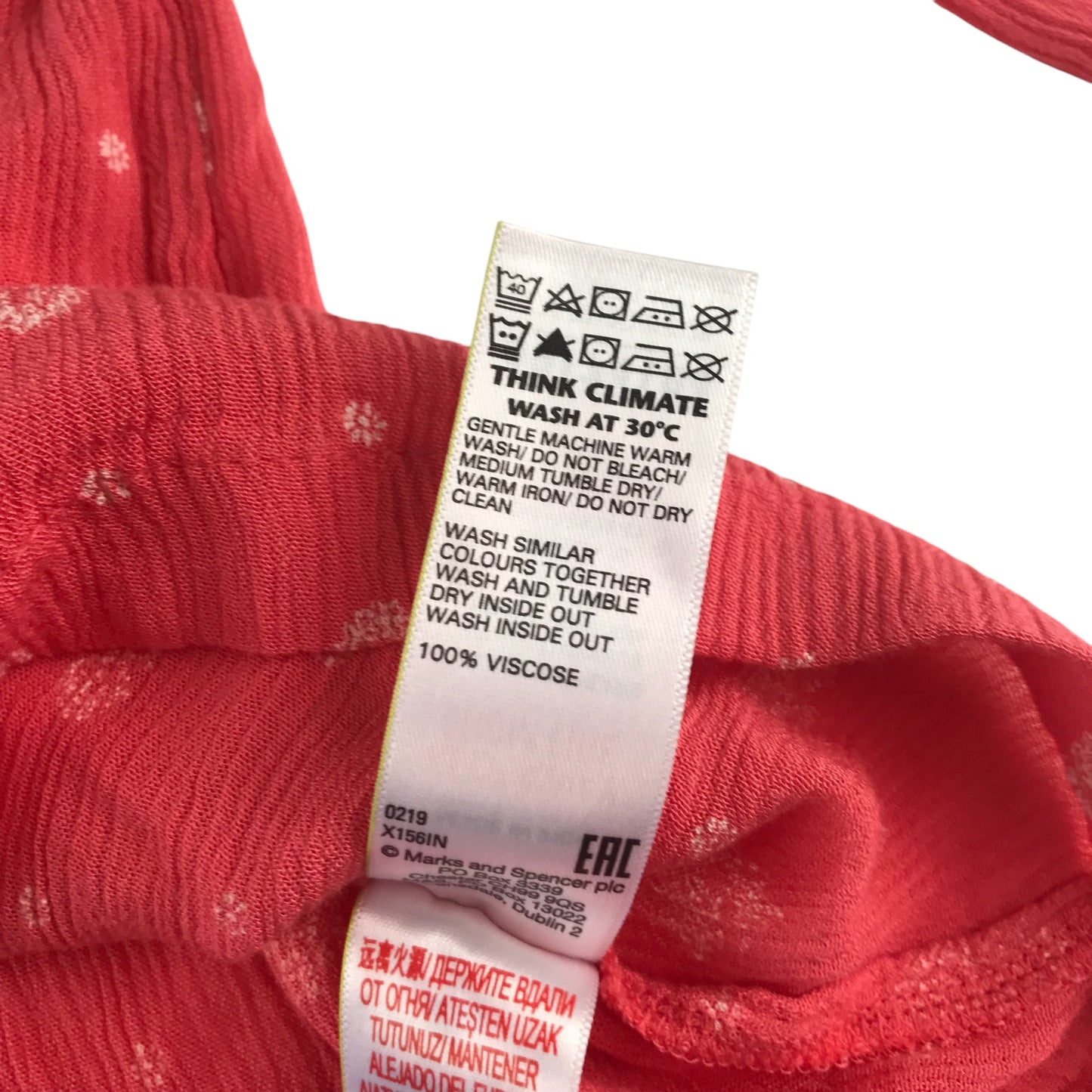 M&S blouse 9-10 years red graphic pattern wide neckline
