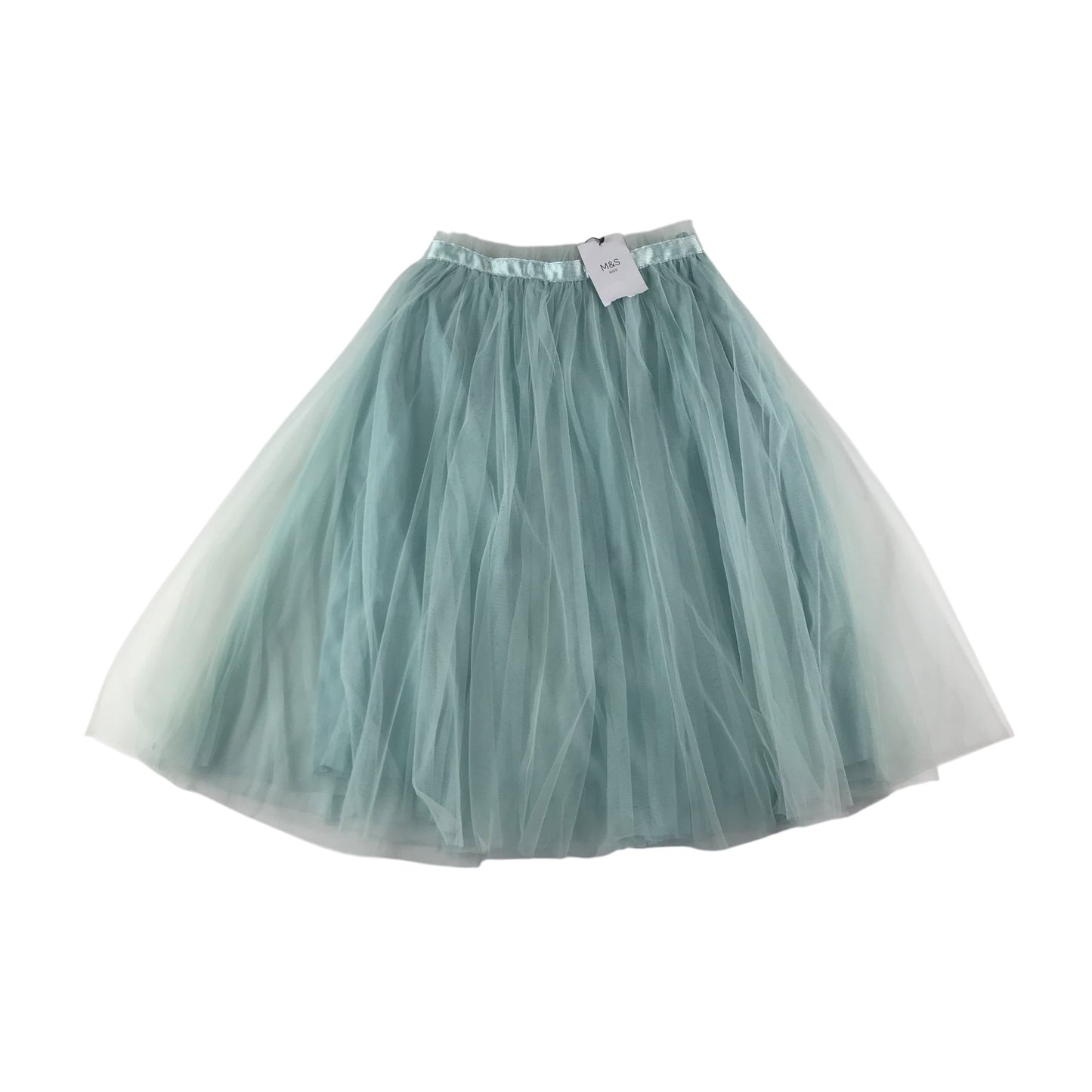 M&S skirt 9-10 years mint blue mesh midi with elasticated waistband