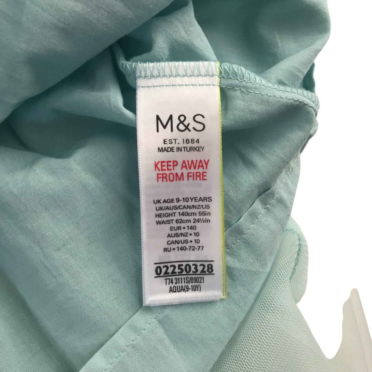 M&S skirt 9-10 years mint blue mesh midi with elasticated waistband