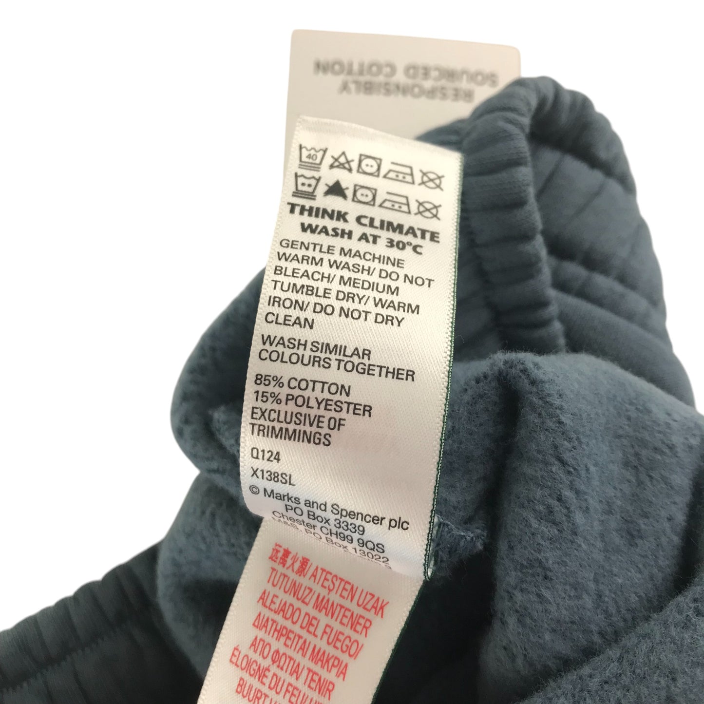 M&S joggers 7-8 years dusty blue plain cuffed legs
