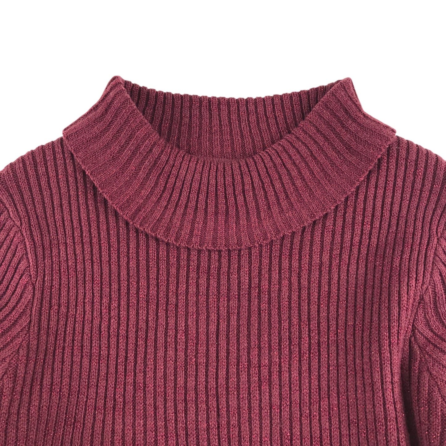 Tu sweater 7-8 years burgundy plain ribbed texture turtle-neck
