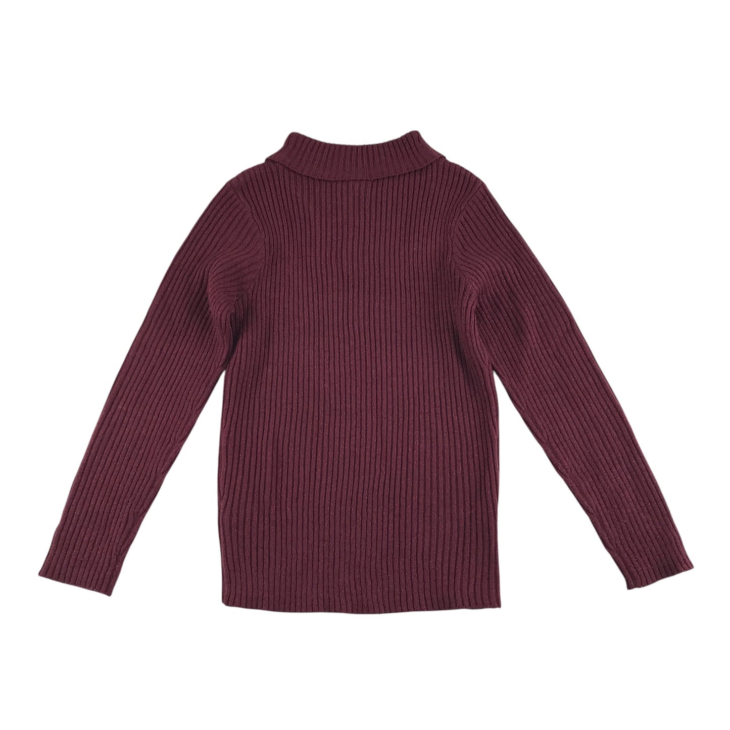 Tu sweater 7-8 years burgundy plain ribbed texture turtle-neck