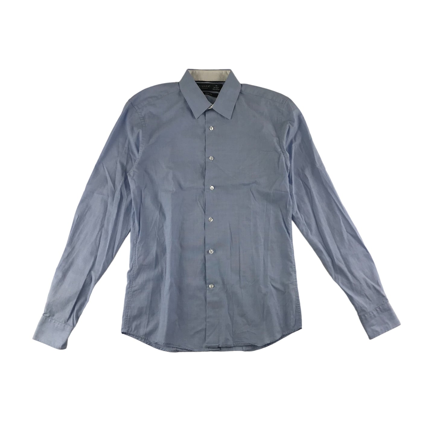 Primark Shirt Size XS Light Blue 14-15.5in Collar Slim Fit Button Up Cotton