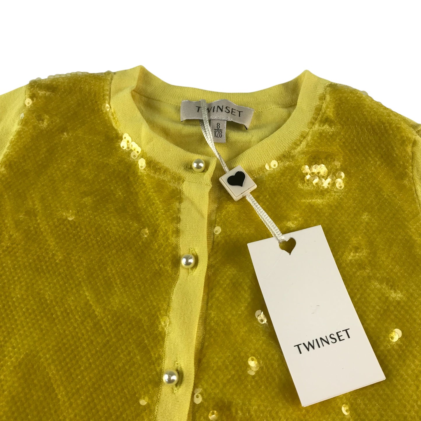Twinset cardigan 7-8 years yellow short sleeve sequin cropped