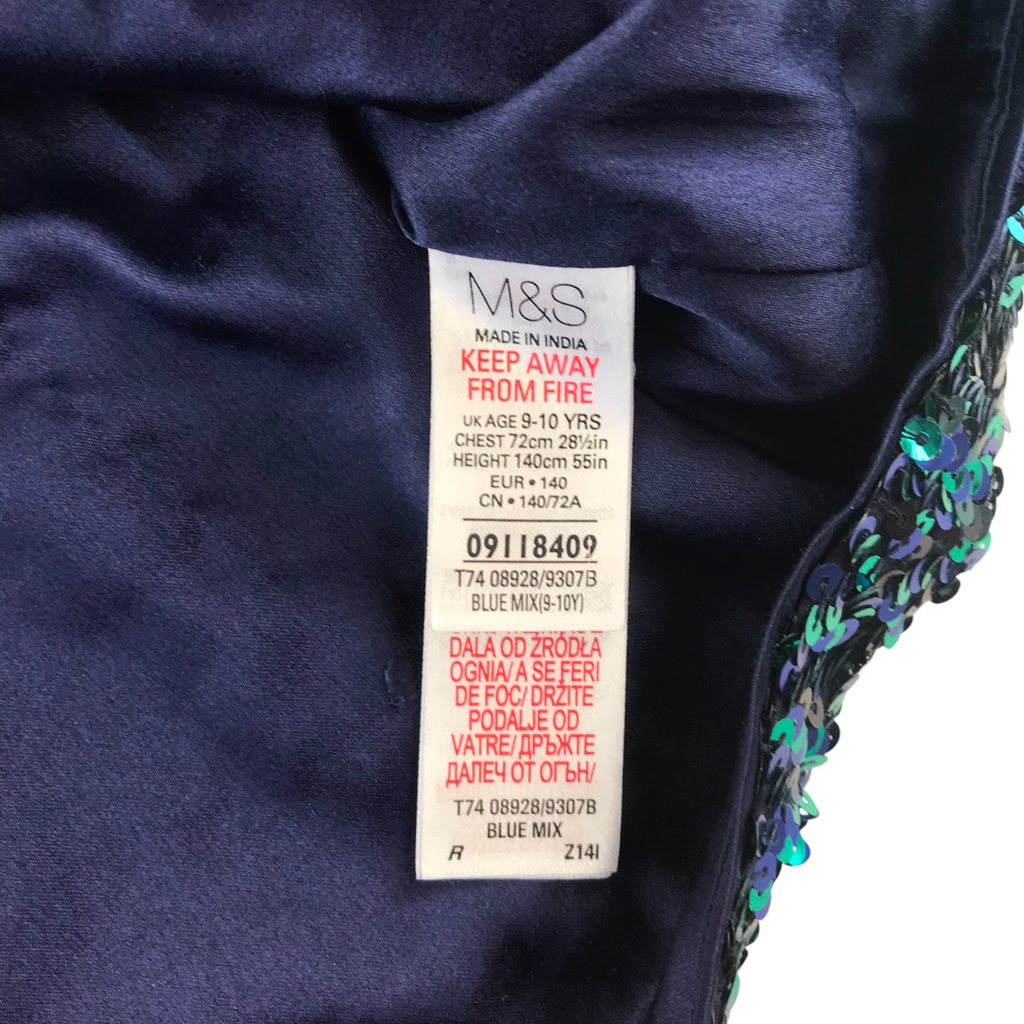 M&S blouse 9-10 years turquoise cropped sequin cardigan style light layer