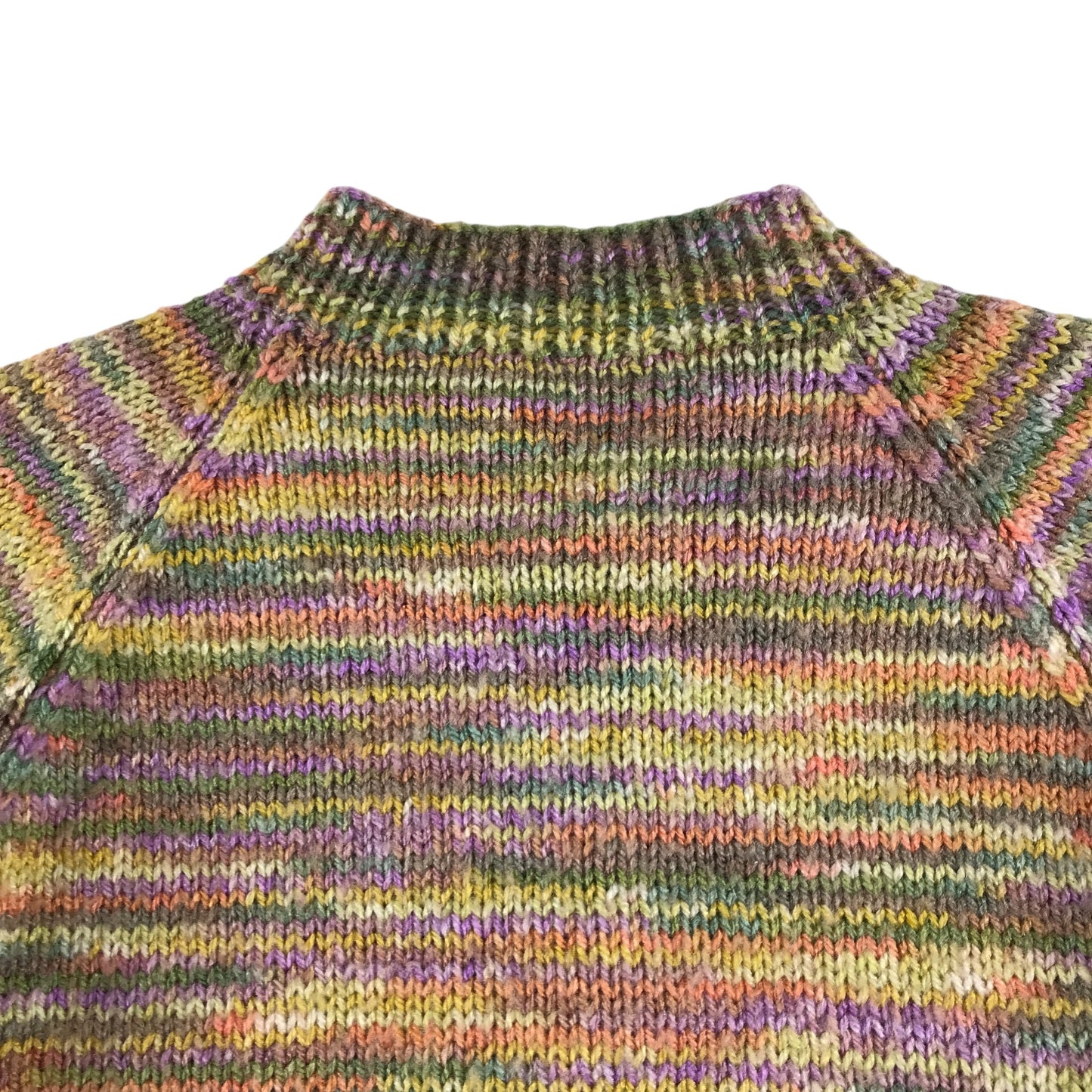 Handknitted sweater 9-10 years multicoloured stripy pattern with zipper
