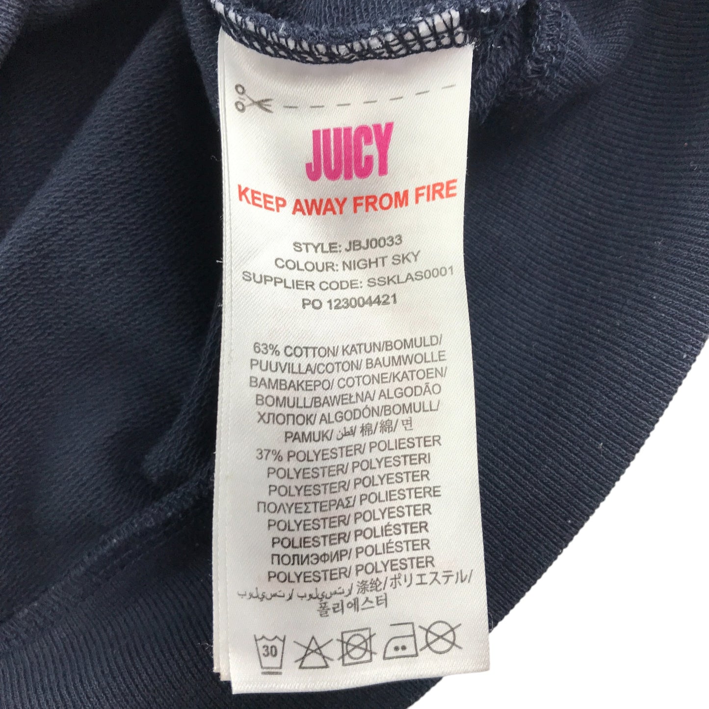 Juicy sweater 8-9 years navy text graphic design