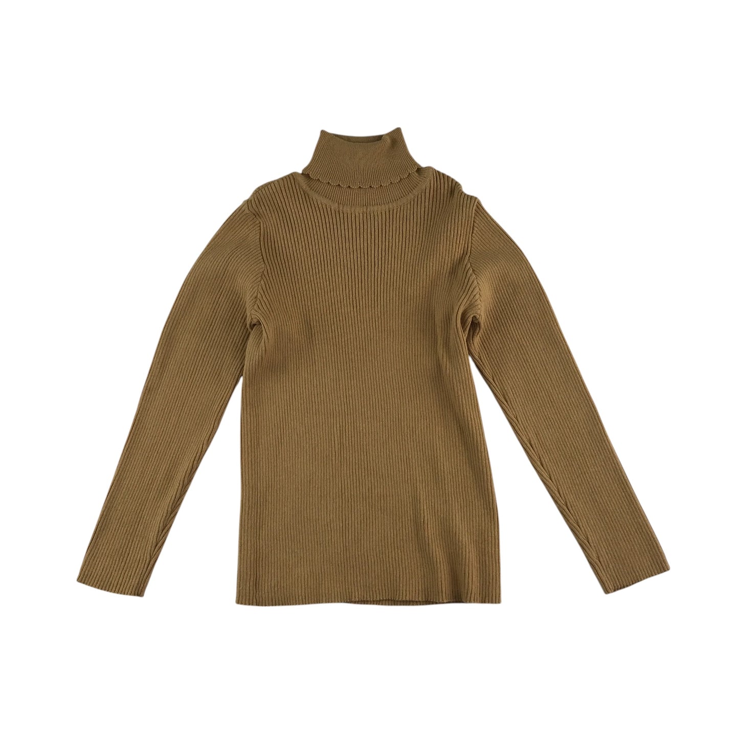 Nutmeg sweater 8-9 years mustard yellow turtle neck scalloped ribbed