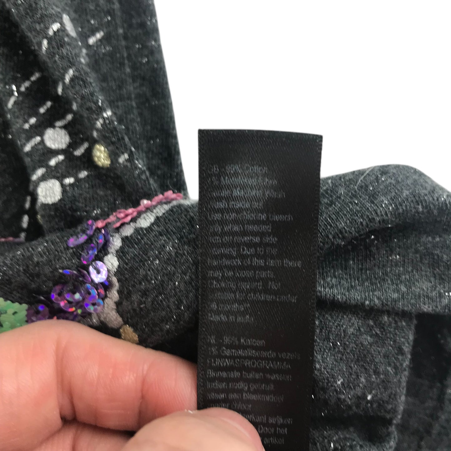 Monsoon t-shirt 9-10 years grey sequin celestial pattern