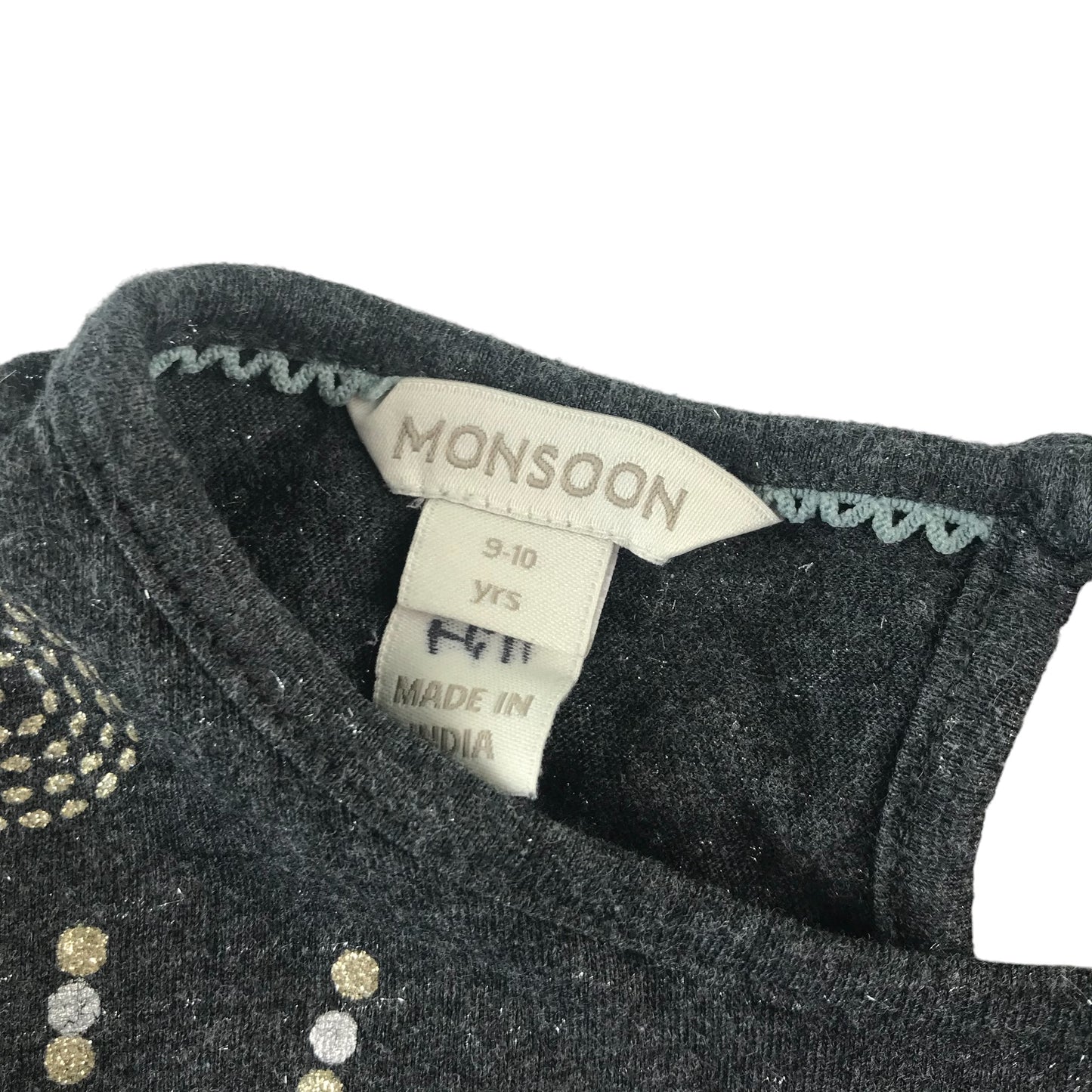 Monsoon t-shirt 9-10 years grey sequin celestial pattern