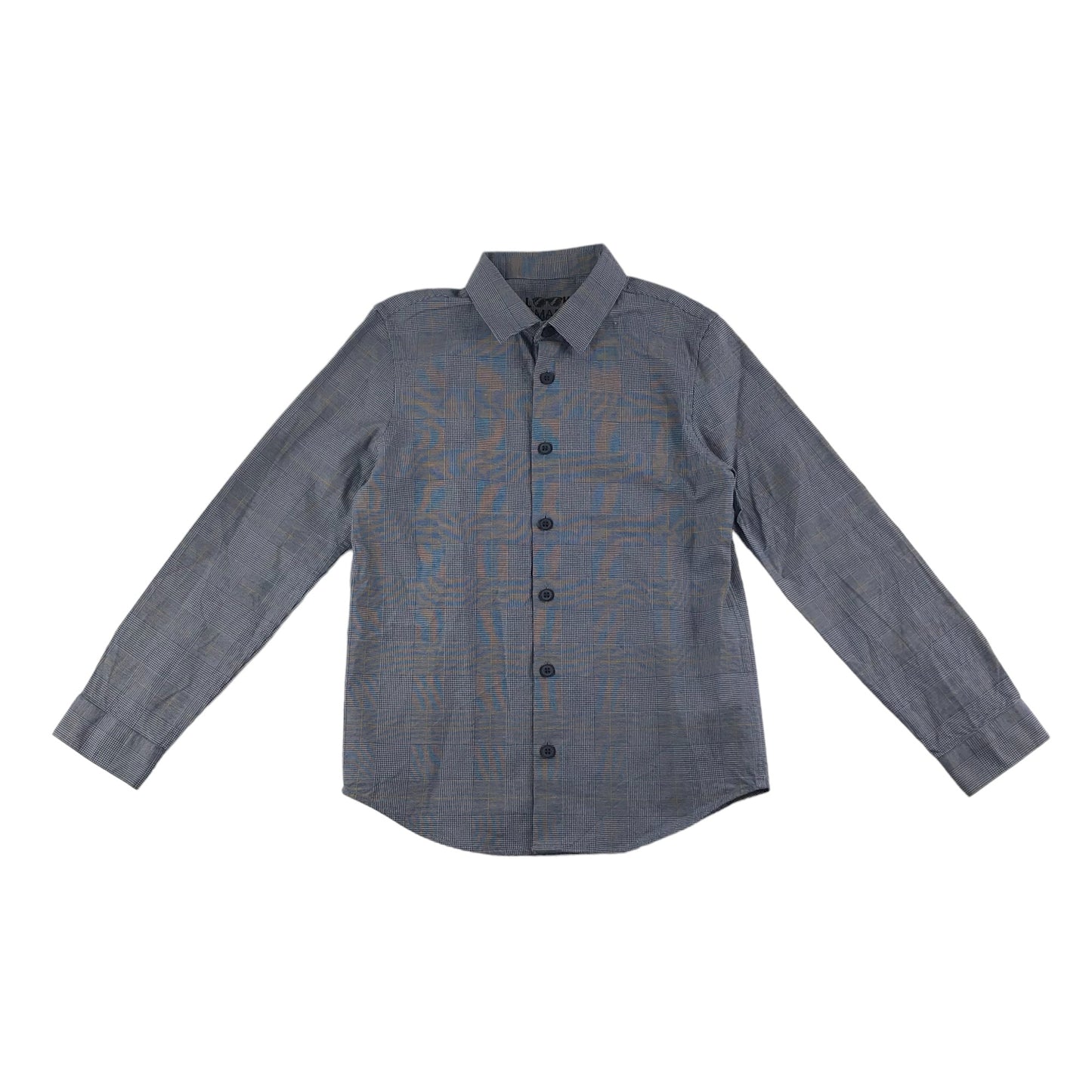 F&F Shirt Age 8 Blue Checked Long Sleeve Button Up Cotton