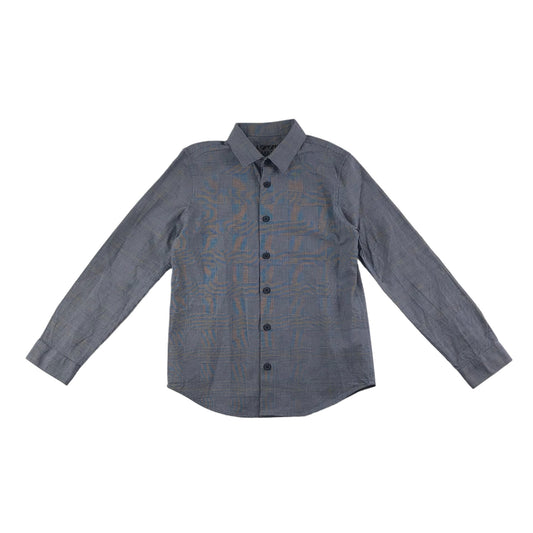 F&F Shirt Age 8 Blue Checked Long Sleeve Button Up Cotton
