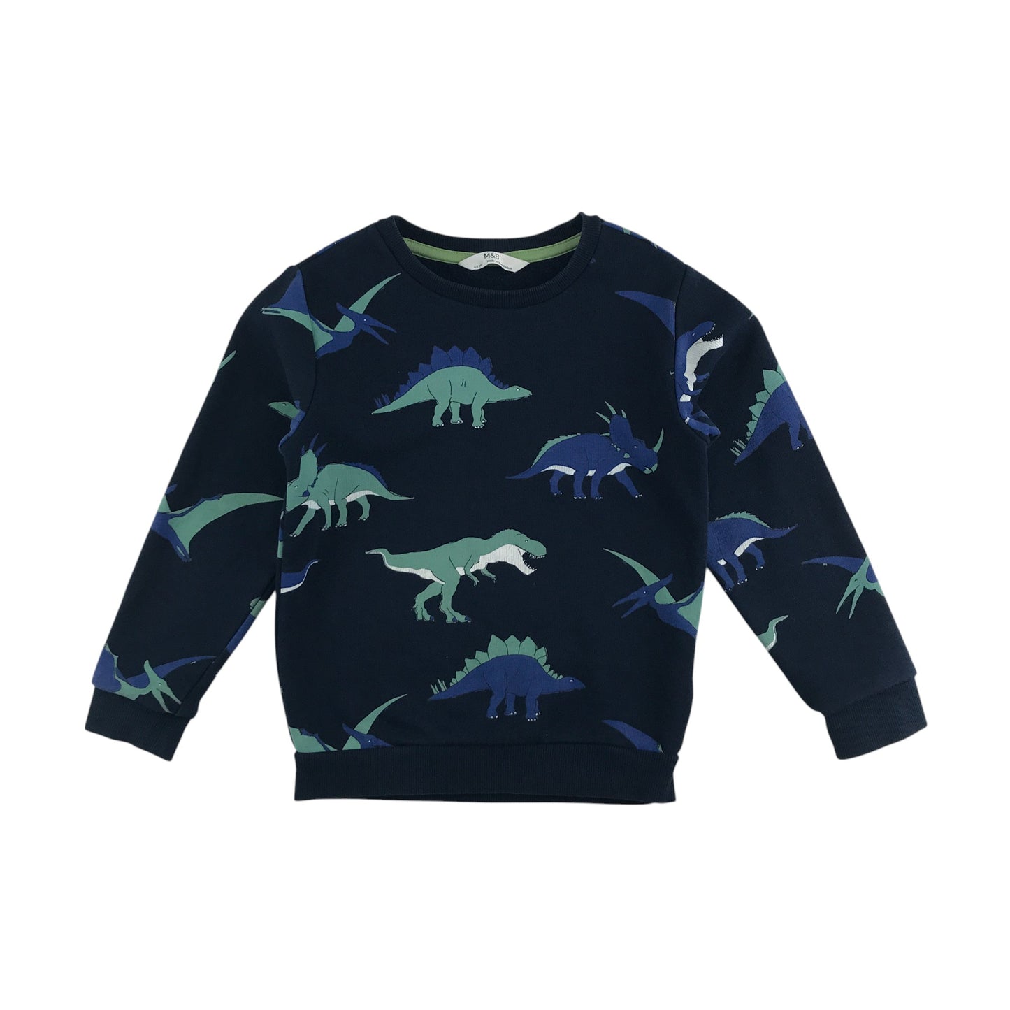 M&S sweater 4-5 years navy dinosaurs graphic design
