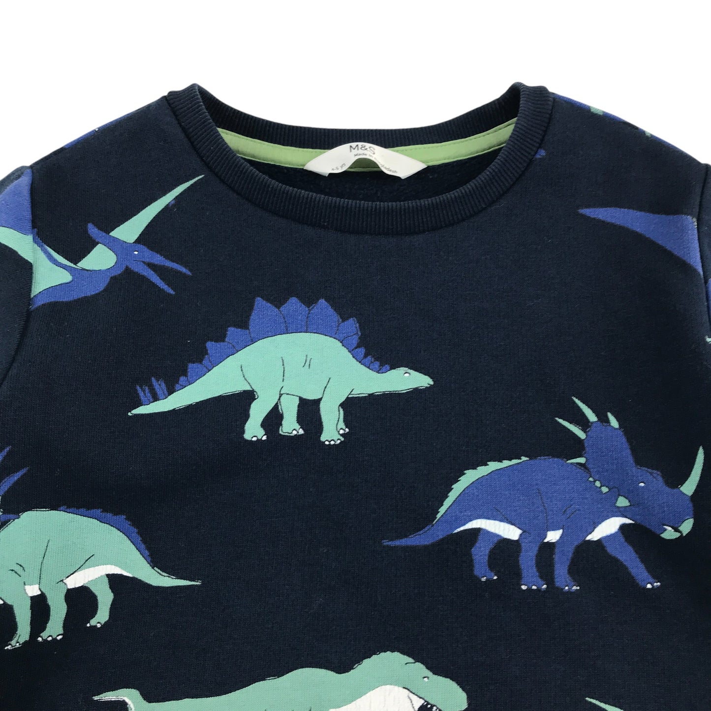 M&S sweater 4-5 years navy dinosaurs graphic design