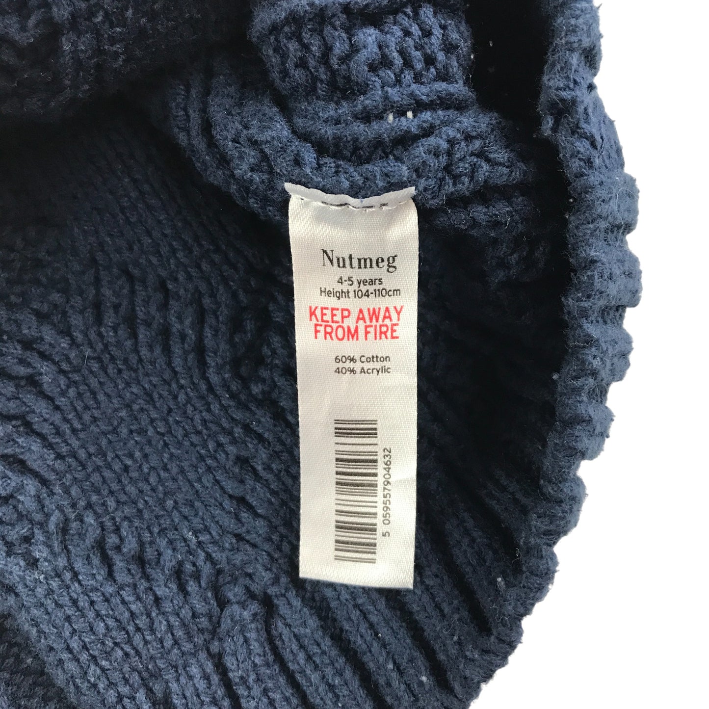 Nutmeg cardigan 4-5 years navy cable knit with buttons