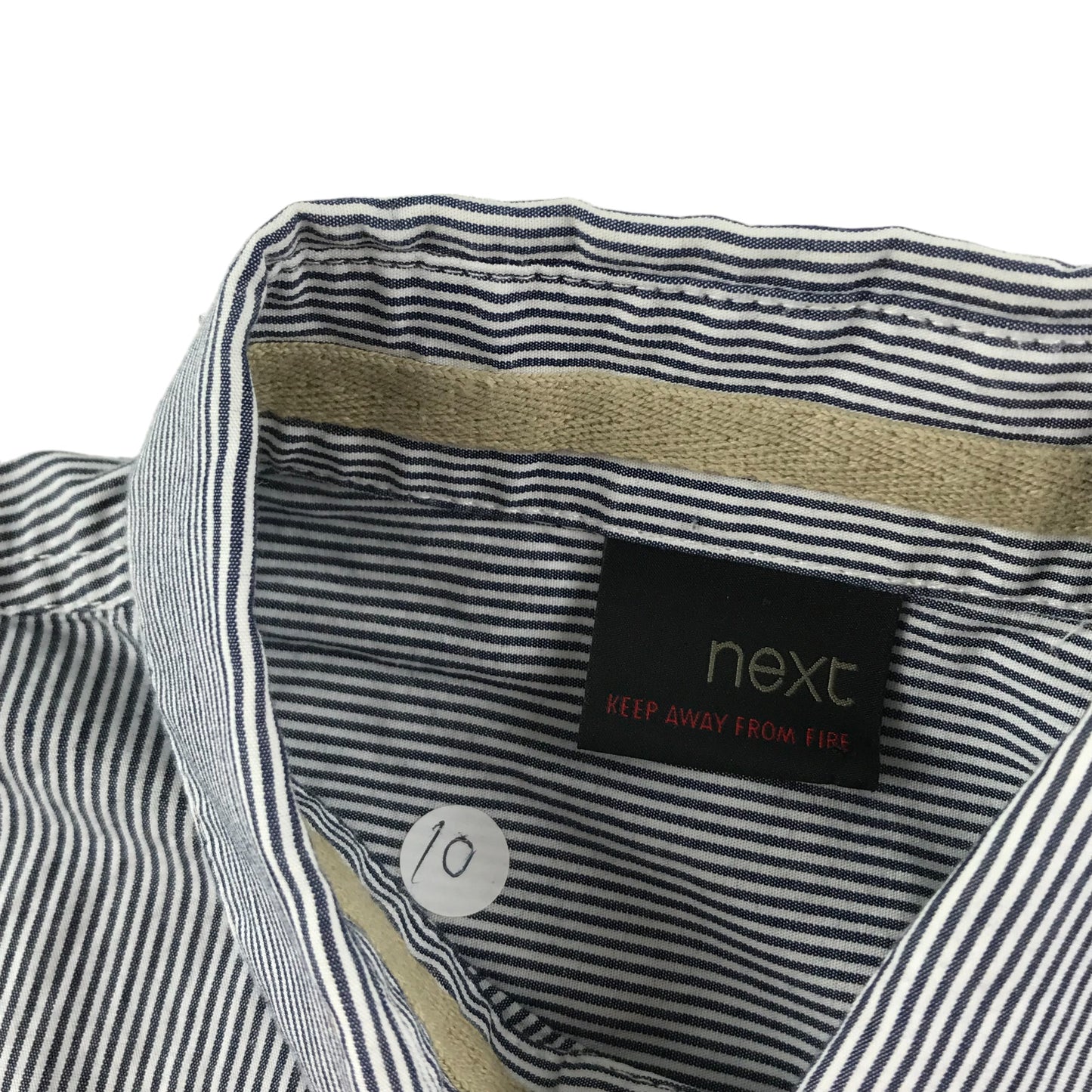 Next Shirt Age 10 Blue White Stripy Long Sleeve Button Up