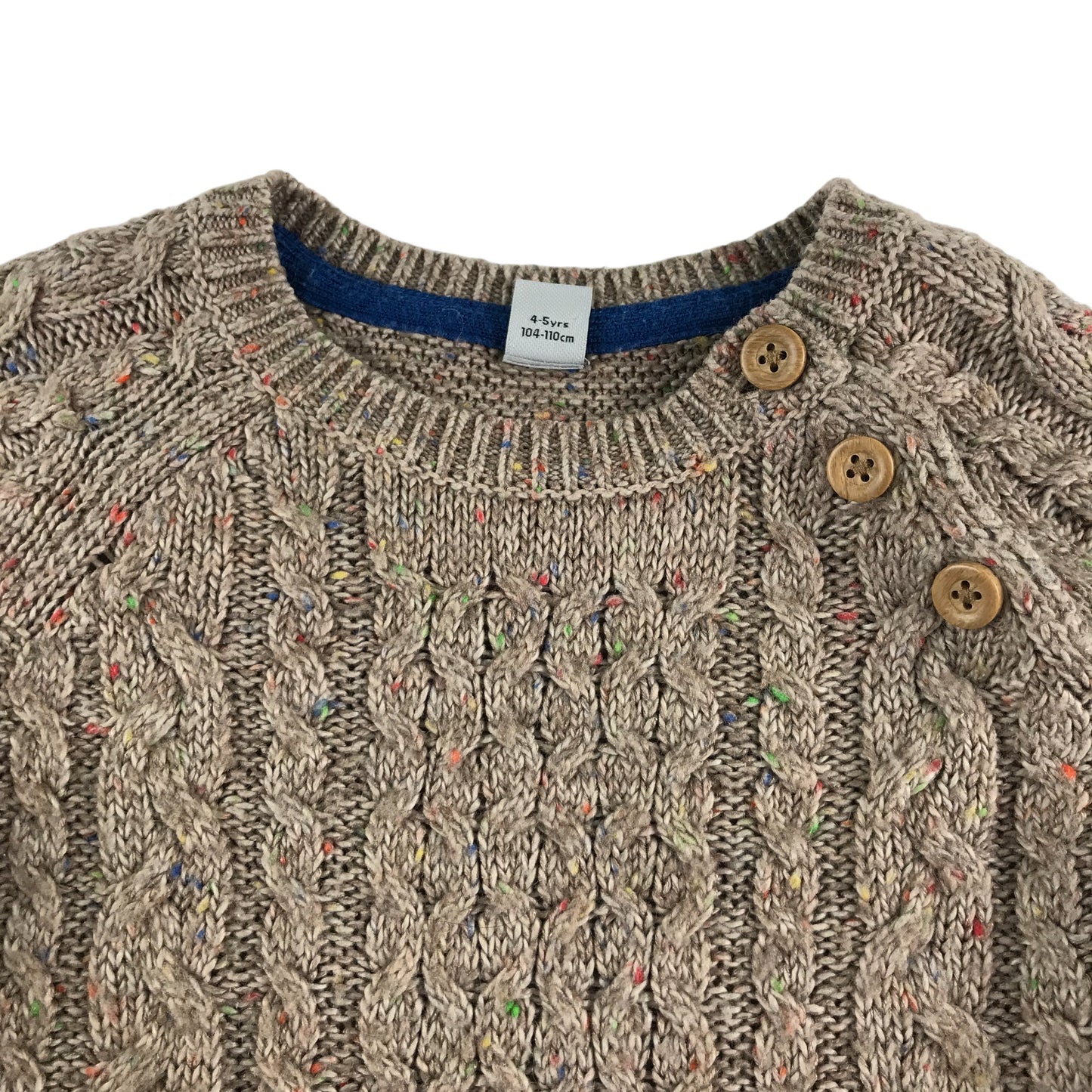 Tu jumper 4-5 years grey with multicoloured threading design cable knit wool mix
