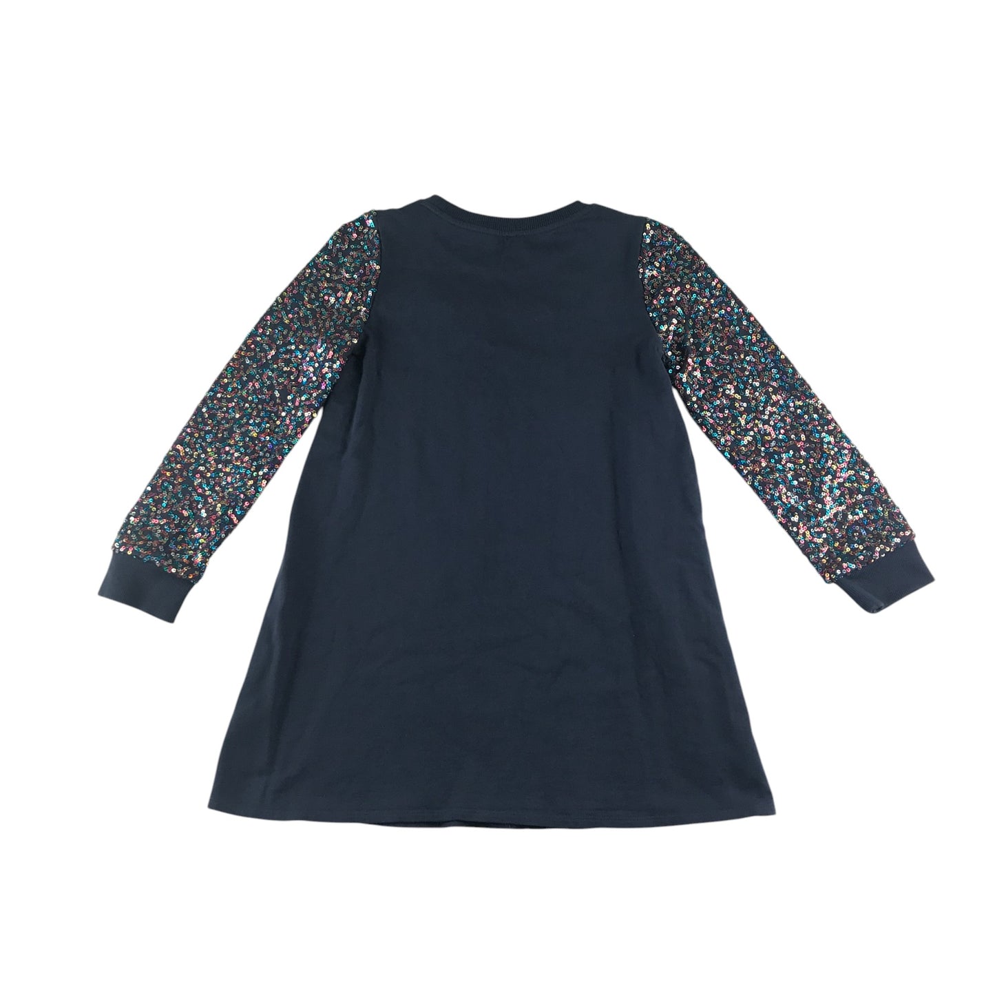 Monsoon dress 9-10 years navy with sequin arms and bowtie detail jersey cotton