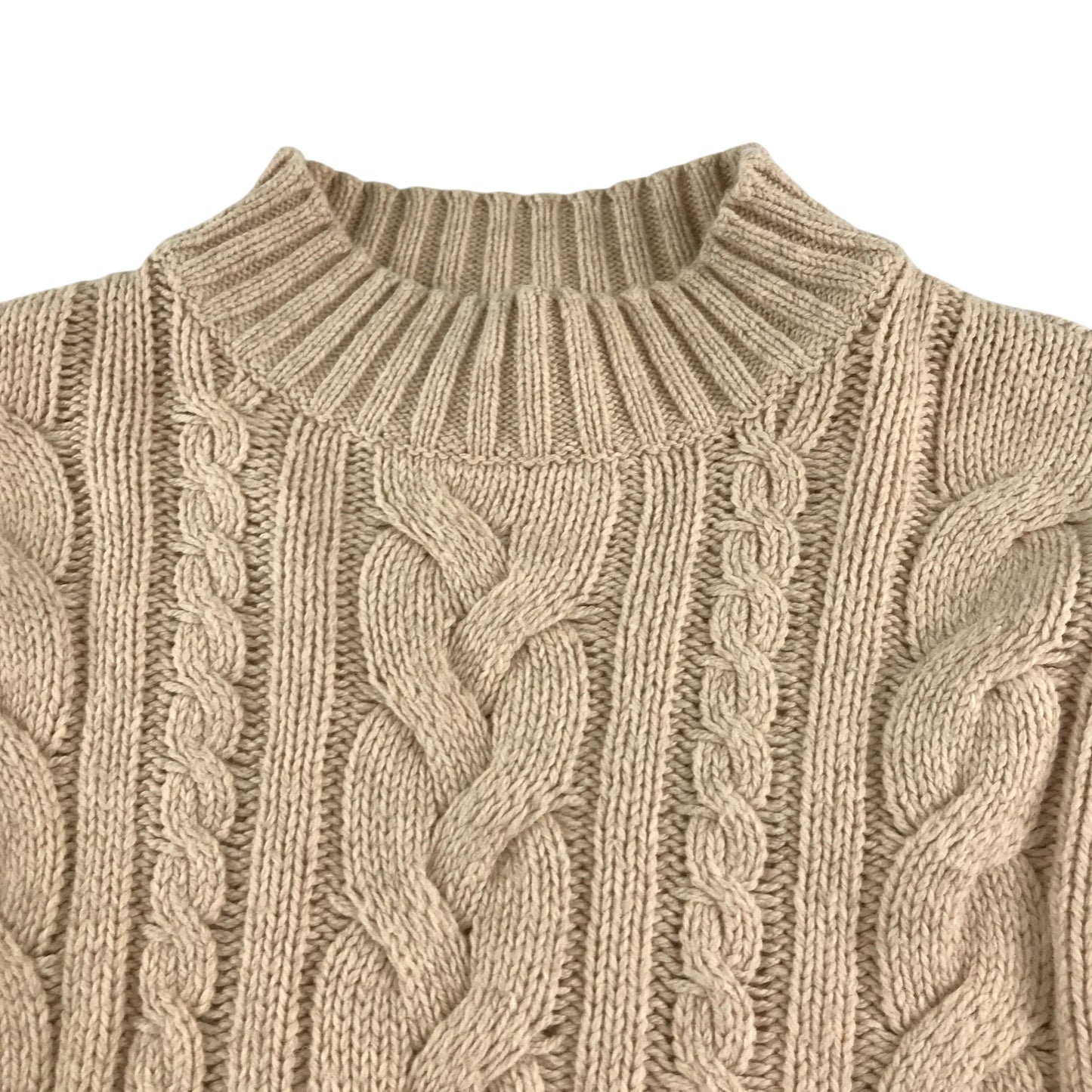 Jigsaw jumper 5-7 years beige plain cable knit design wool mix